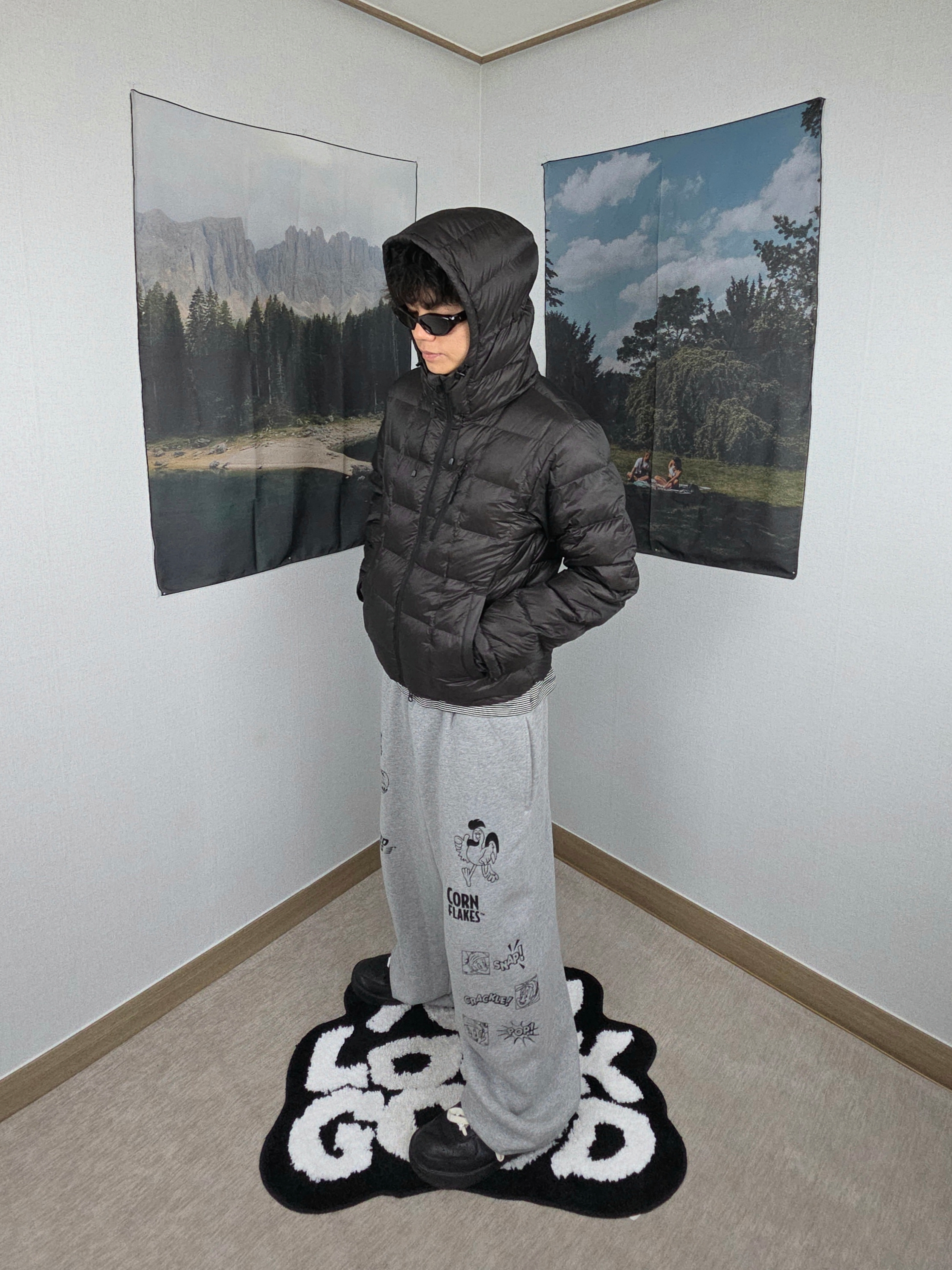 Nike x Ambush Air Force 1 Low SP Black, WKNDRS x Kellogg's Sweat Pants Oatmeal 착용 스타일 - 3
