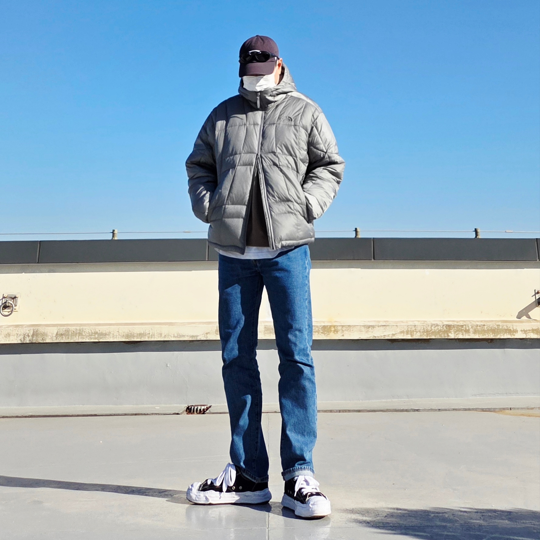 Oakley Eye Jacket Redux Matte Black Frame Prizm Grey Lenses High Bridge Fit, Oakley Remix Dad Hat Blackout 착용 스타일 - 3