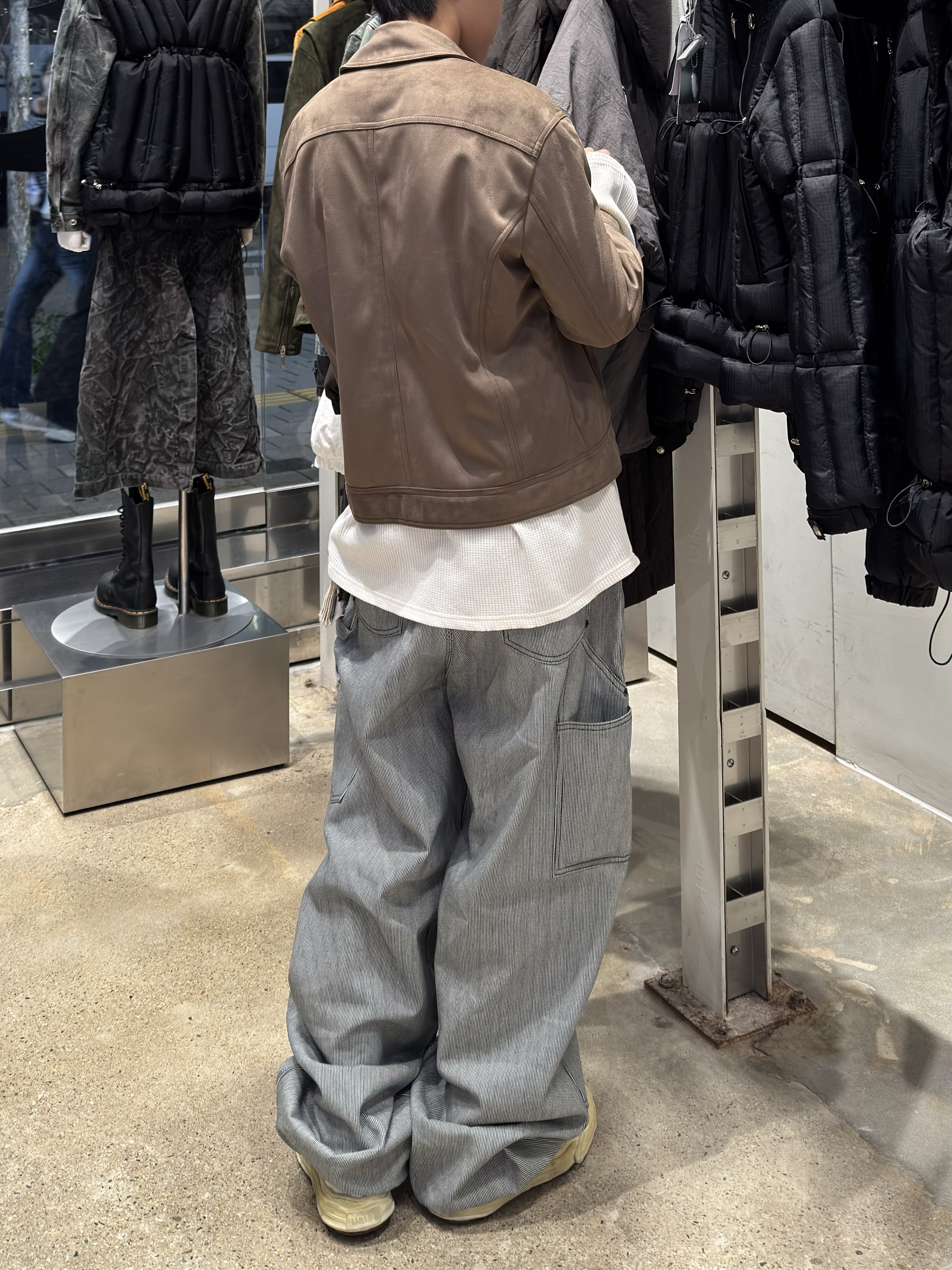 Undermycar Stripe Engineers Double Knee Work Pants Black Stripe - 24FW 착용 스타일 - 2