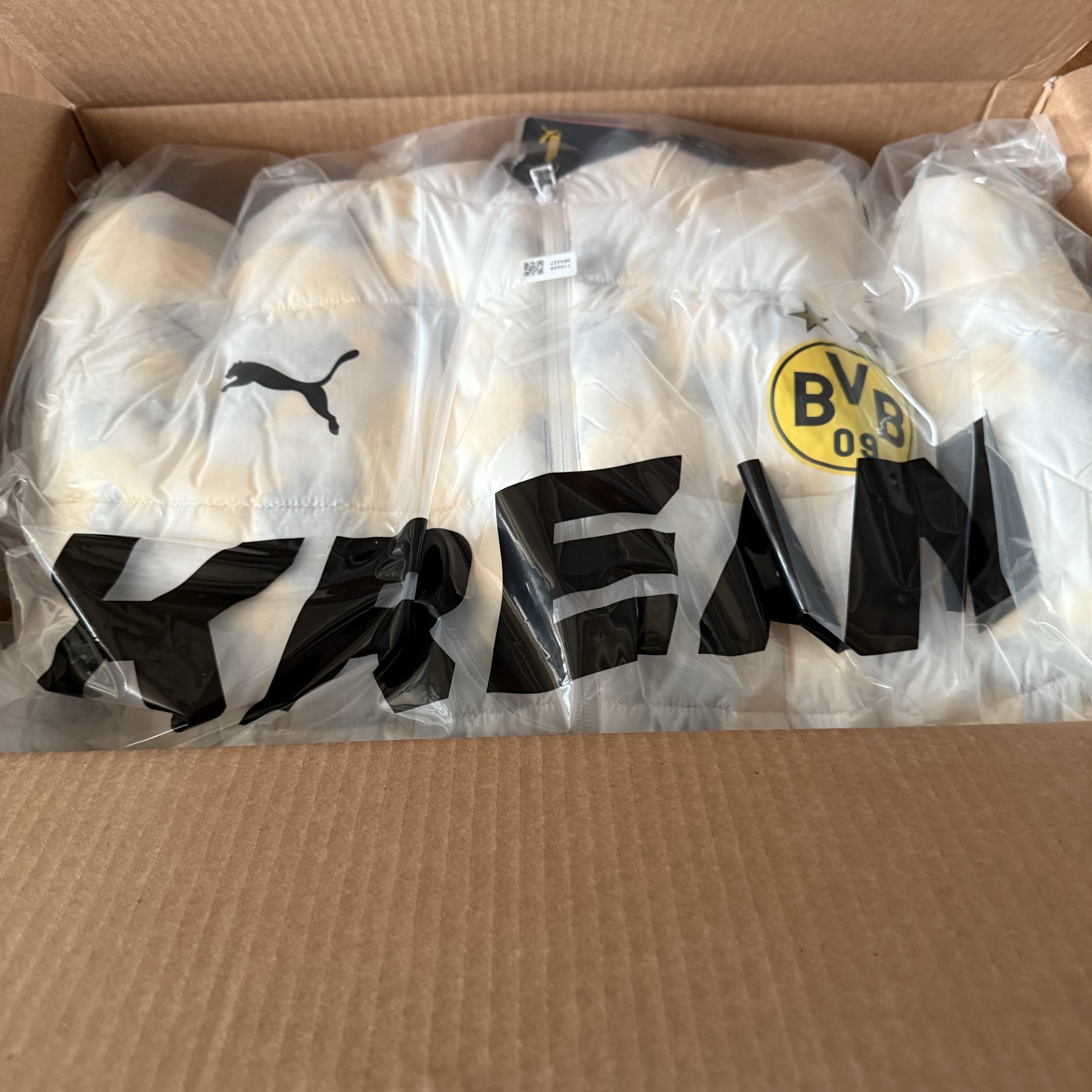 Puma Borussia Dortmund Refill Padded Jacket White 착용 스타일 - 3