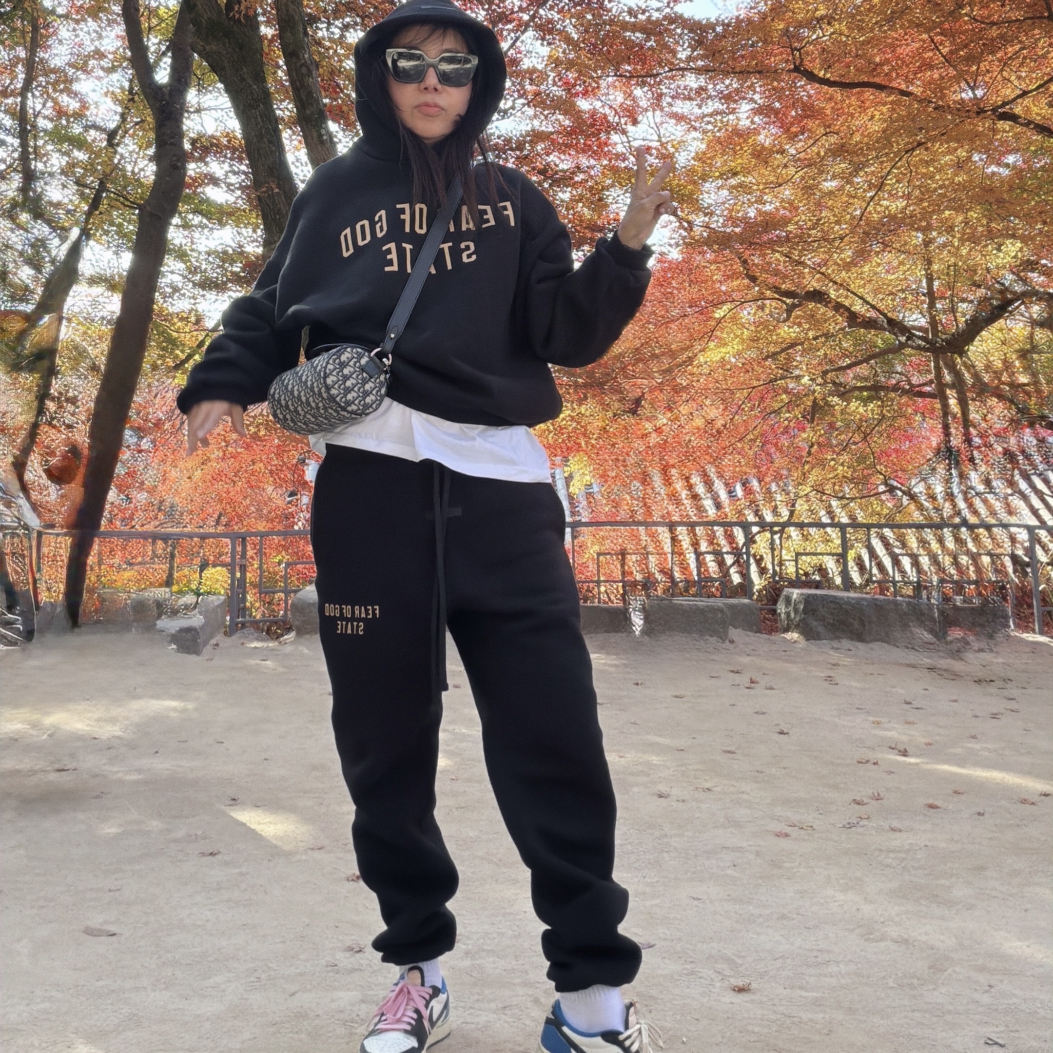 Essentials Fleece Essential State Sweatpant Black - 24FW, Essentials Fleece State Hoodie Black - 24FW 착용 스타일