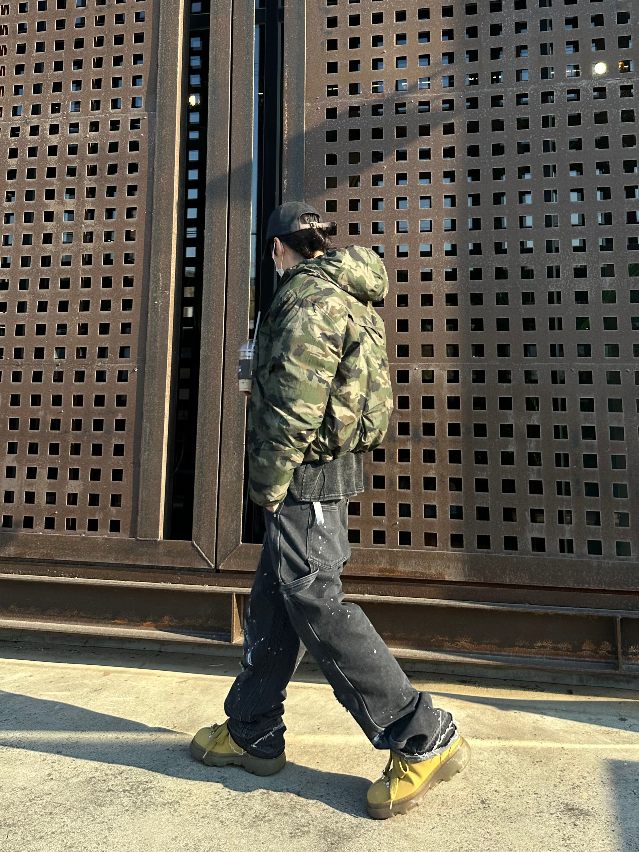 Wapworks Work Double Knee Carpenter Pants, ETCE Cross Destroyed Cap Black 착용 스타일 - 4