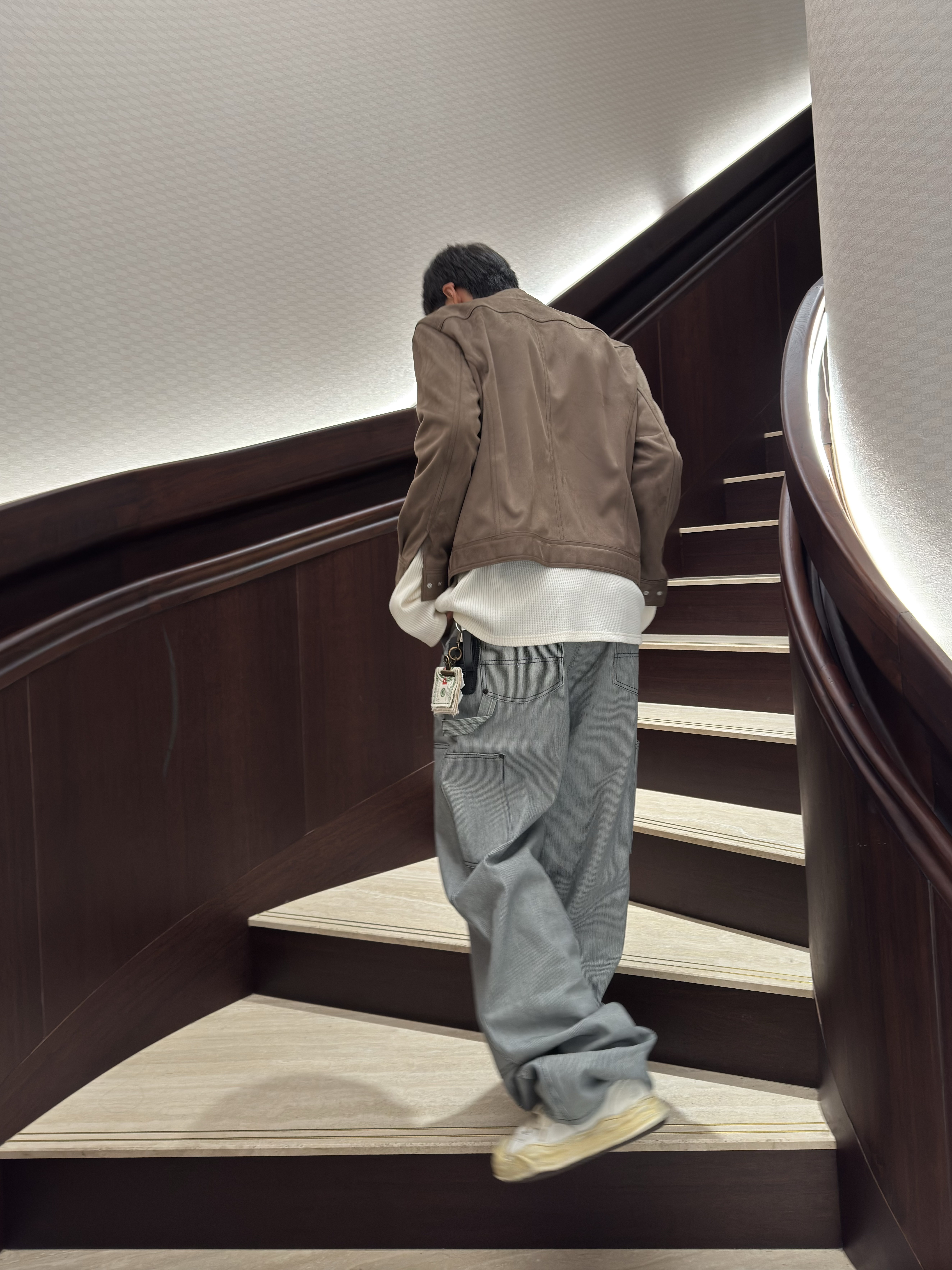Undermycar Stripe Engineers Double Knee Work Pants Black Stripe - 24FW 착용 스타일 - 1