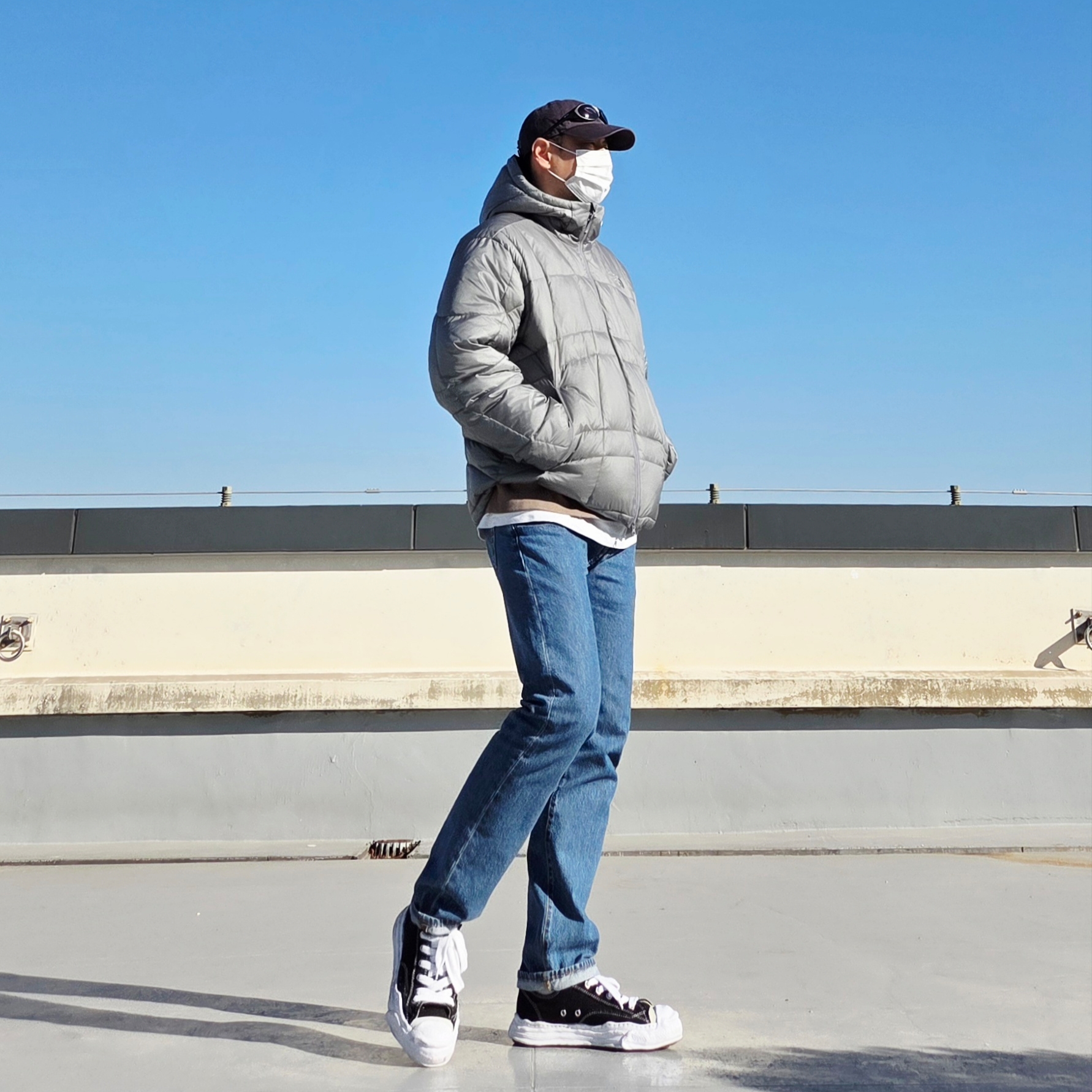 Oakley Eye Jacket Redux Matte Black Frame Prizm Grey Lenses High Bridge Fit, Oakley Remix Dad Hat Blackout 착용 스타일 - 5
