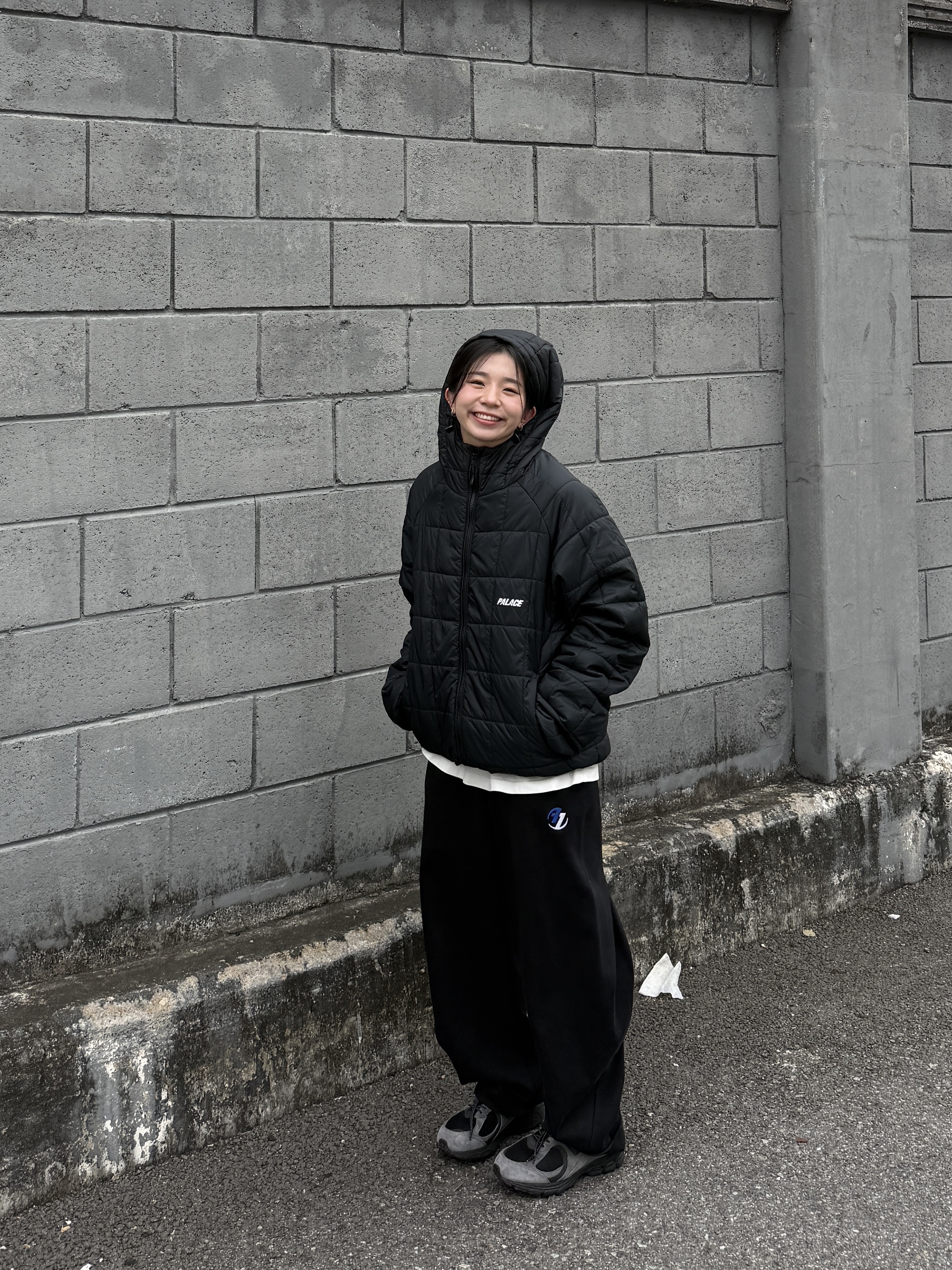 Palace Microlite Jacket Black - 24FW, Zara x Ader Error Jogger Pants Black 착용 스타일 - 1