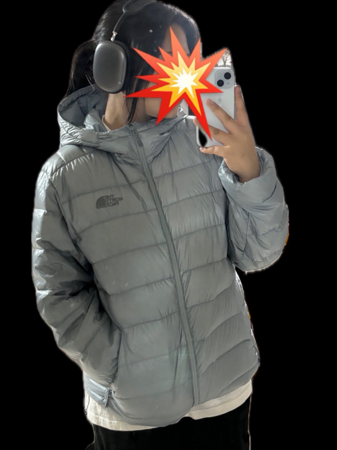 The North Face Matier Down Hoodie RDS Light Gray - 25FW 착용 스타일 - 1
