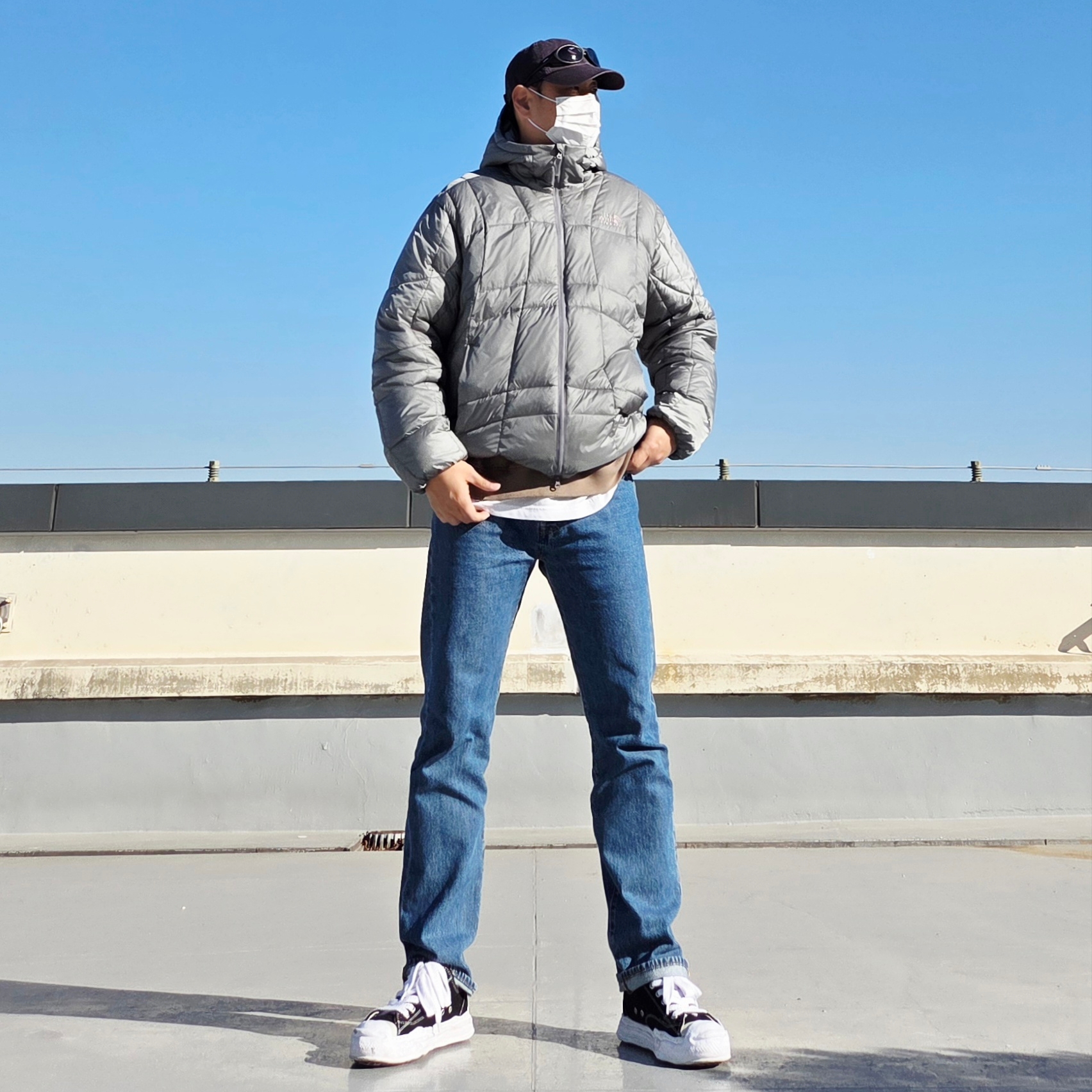 Oakley Eye Jacket Redux Matte Black Frame Prizm Grey Lenses High Bridge Fit, Oakley Remix Dad Hat Blackout 착용 스타일 - 2