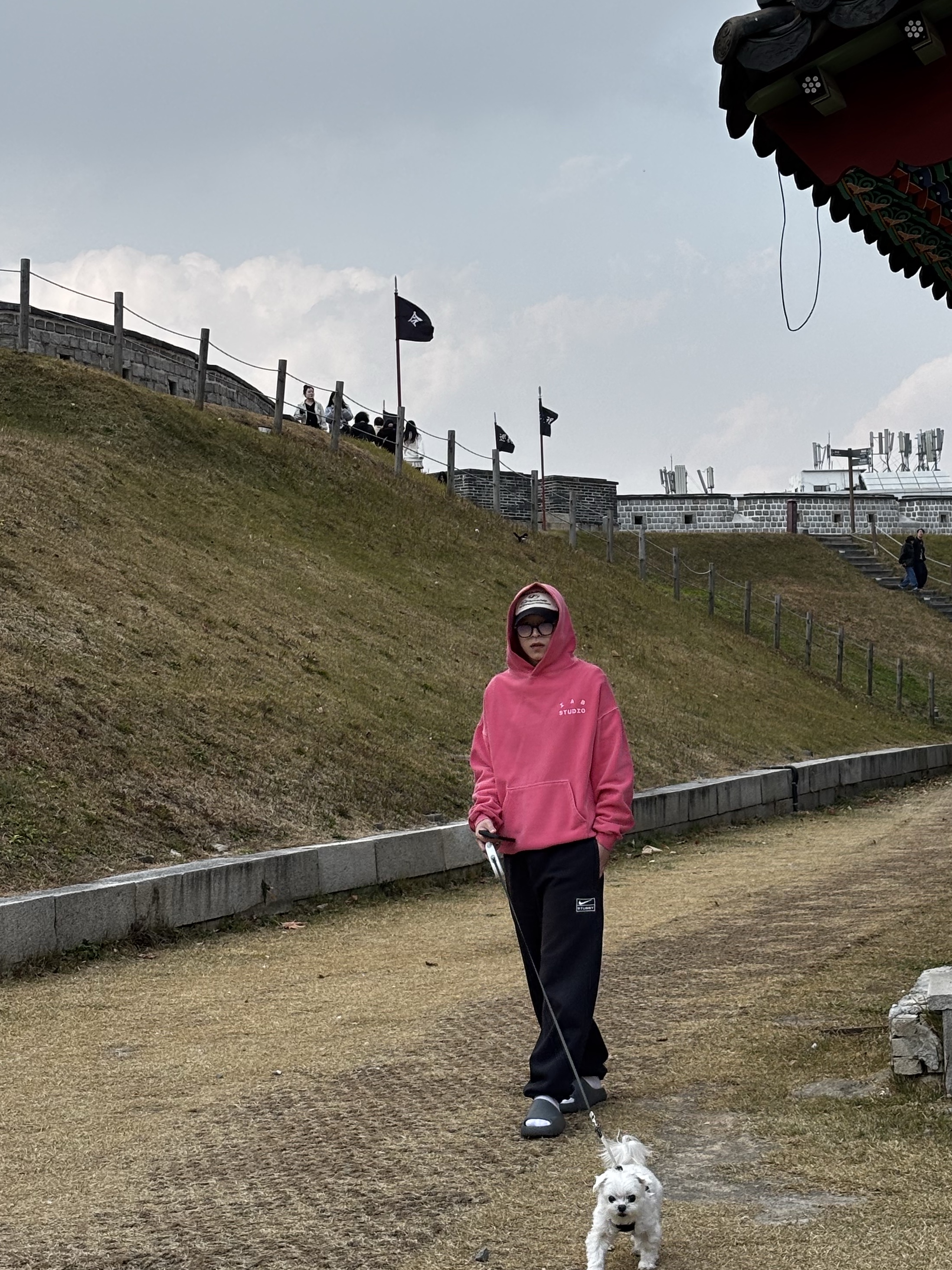 Nike x Stussy NRG Washed Fleece Pants Black (DO5296-010), IAB Studio Pigment Hoodie Coral 착용 스타일 - 2