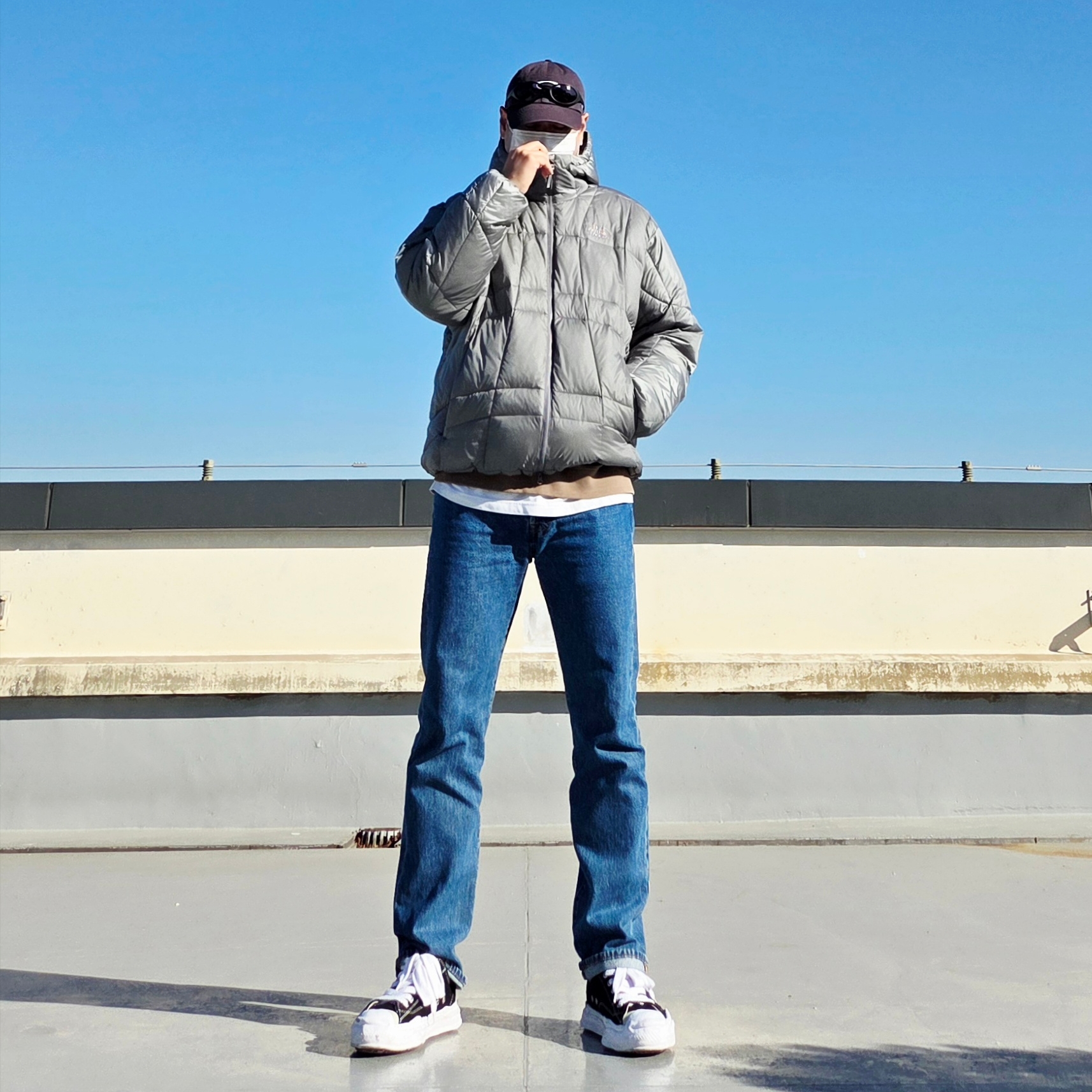 Oakley Eye Jacket Redux Matte Black Frame Prizm Grey Lenses High Bridge Fit, Oakley Remix Dad Hat Blackout 착용 스타일 - 1