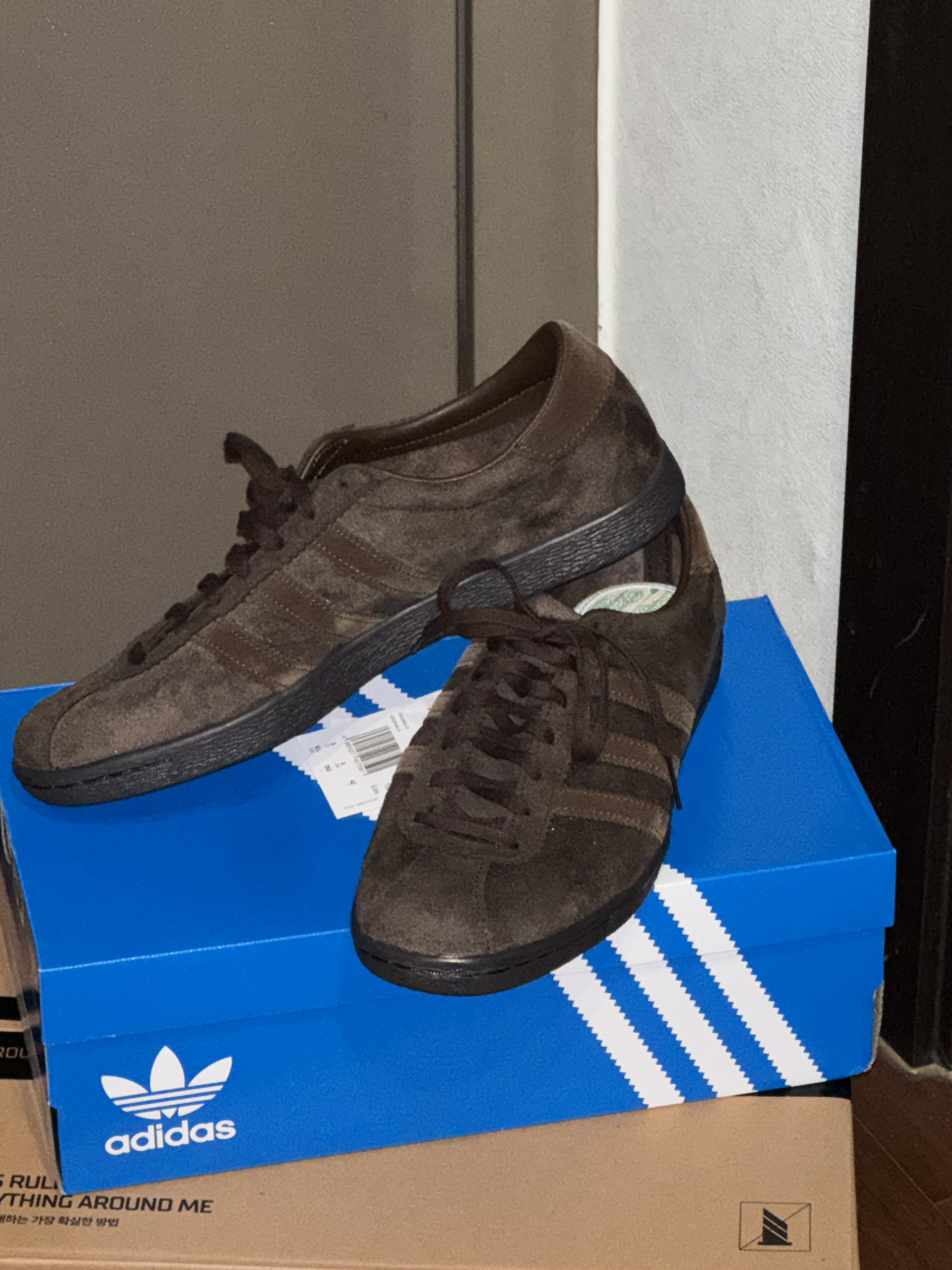 Adidas Tobacco Gruen Dark Brown 착용 스타일 - 1