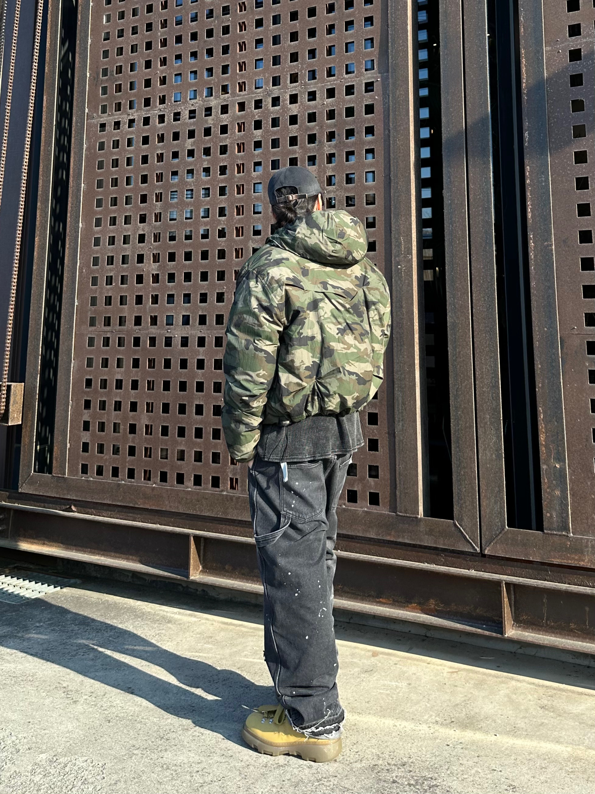 Wapworks Work Double Knee Carpenter Pants, ETCE Cross Destroyed Cap Black 착용 스타일 - 3