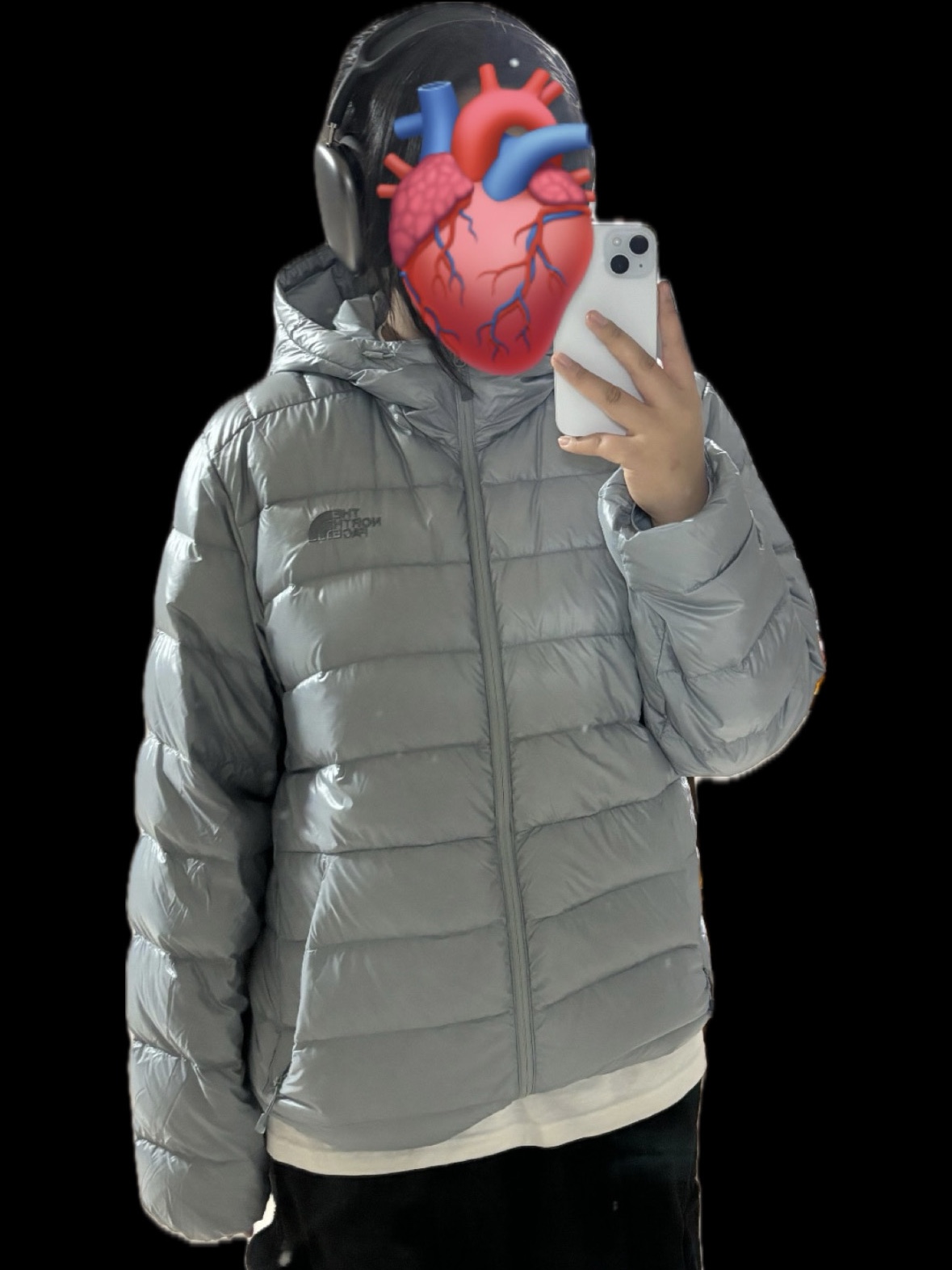 The North Face Matier Down Hoodie RDS Light Gray - 25FW 착용 스타일 - 2