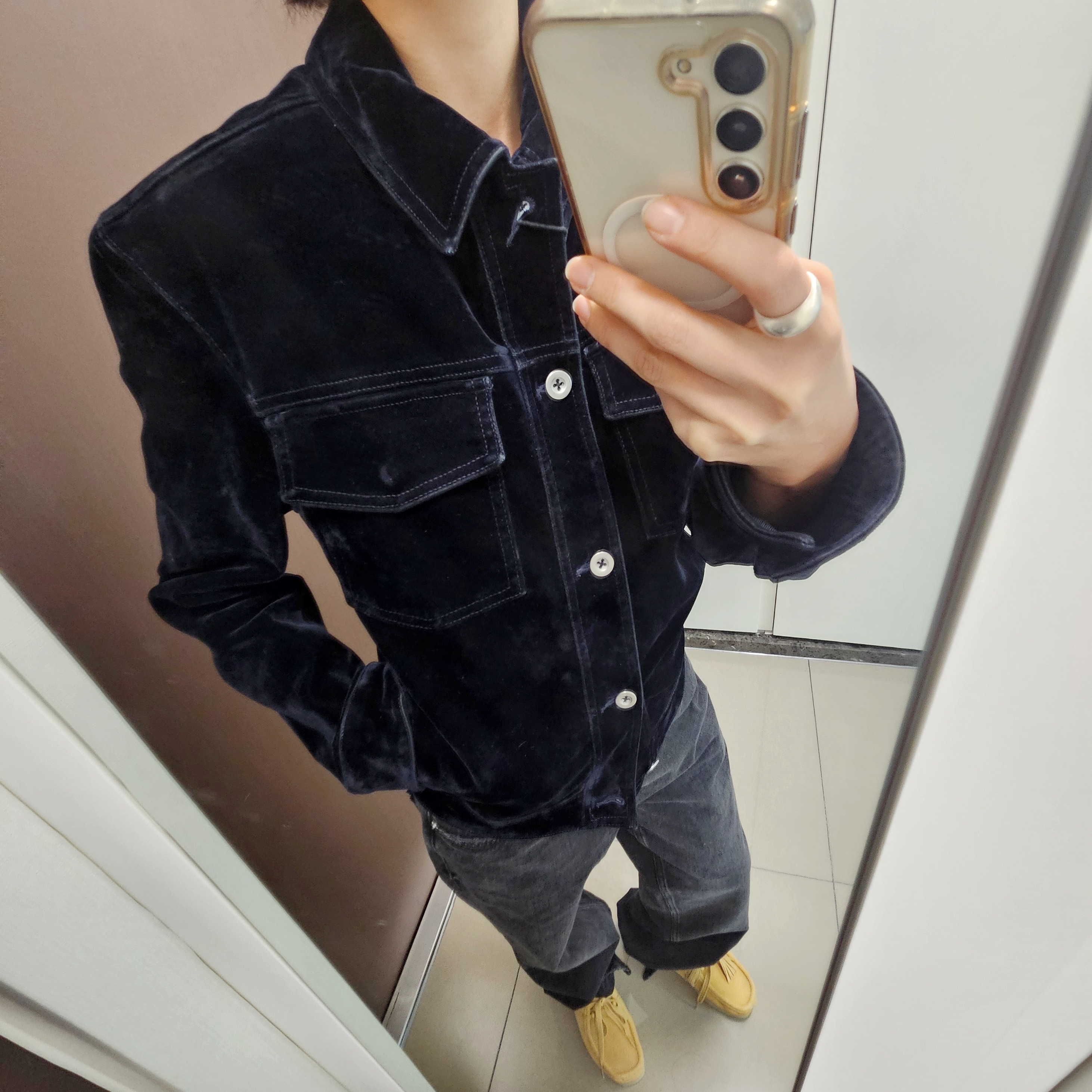 (W) Clarks Wallabee Maple Suede 착용 스타일 - 3