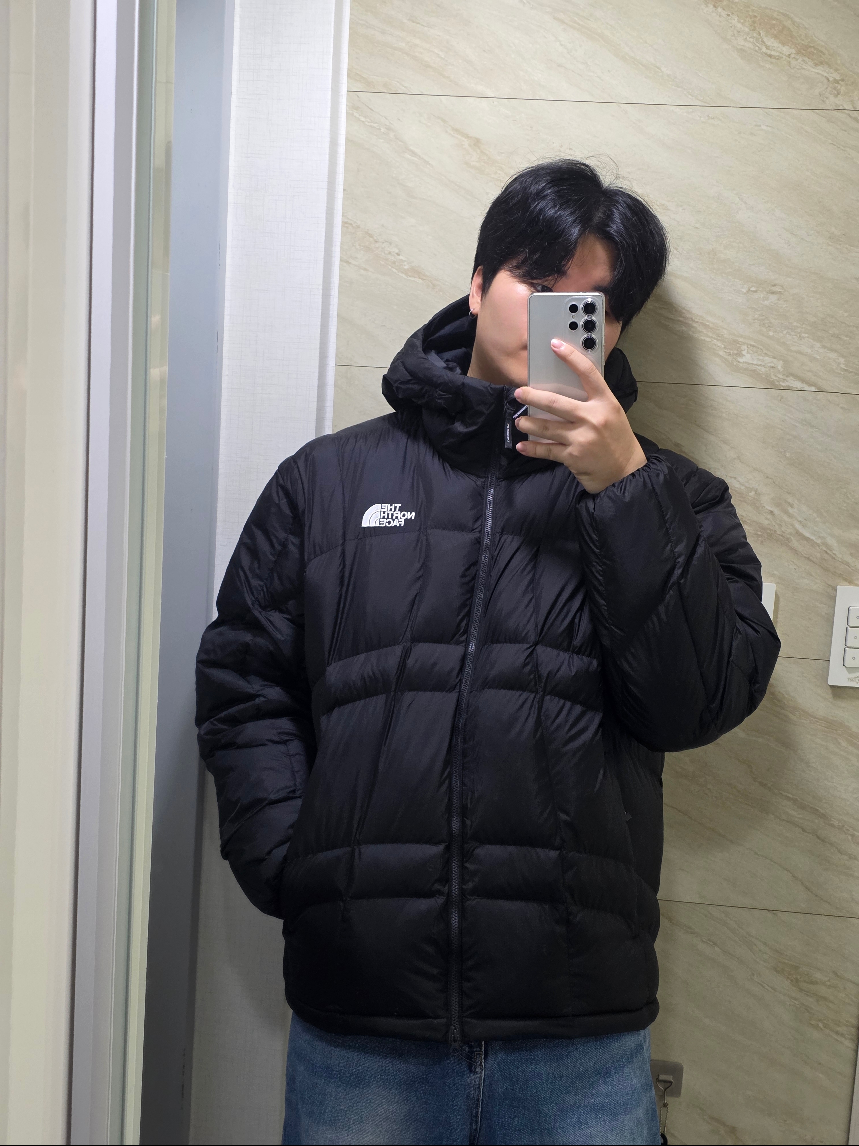The North Face White Label Wave LT On Ball Jacket Black 착용 스타일 - 1