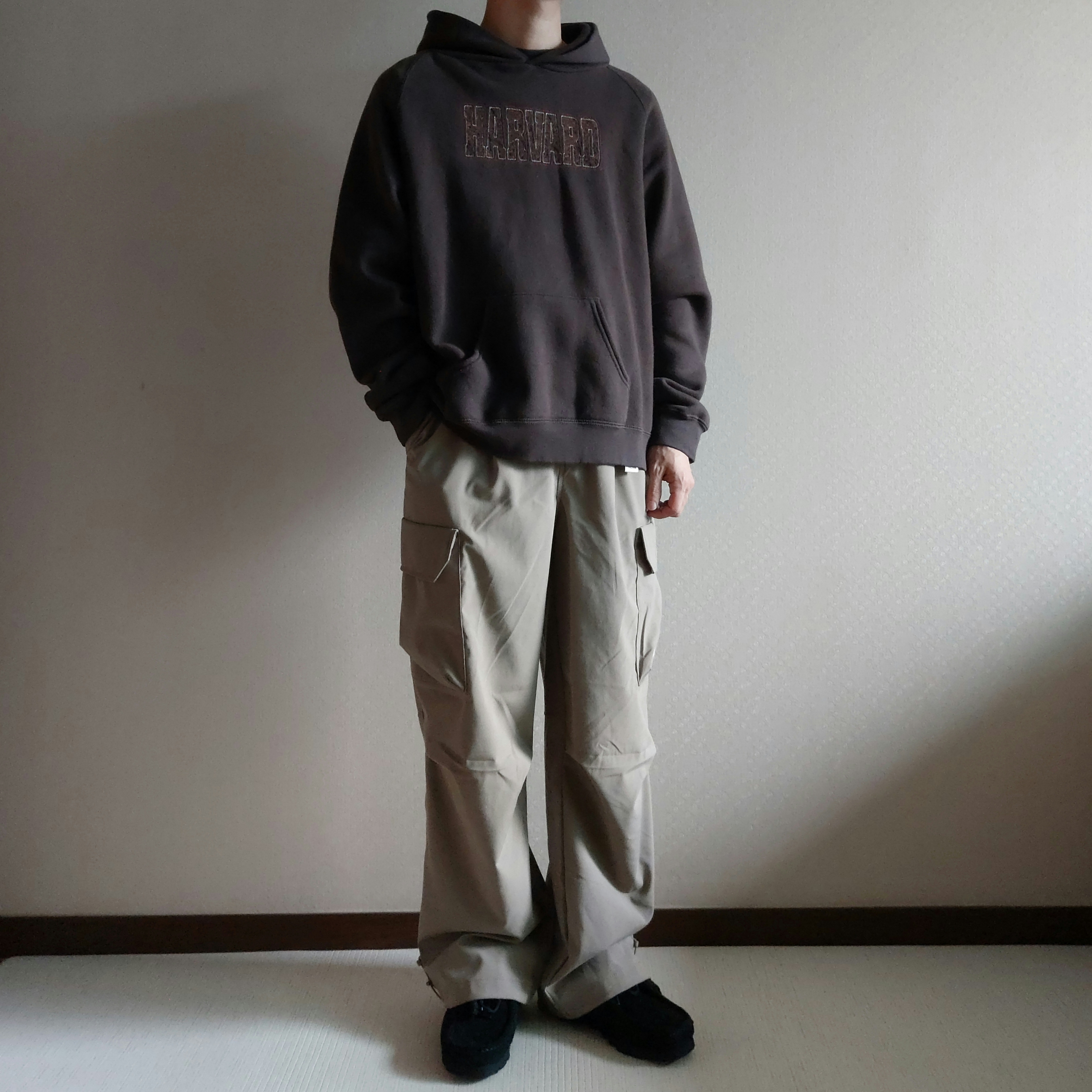 Clarks x Post Archive Faction (Paf) WallabeeBT Black Suede, Millo Archive Button Liner Quilted Jacket Black 착용 스타일 - 3