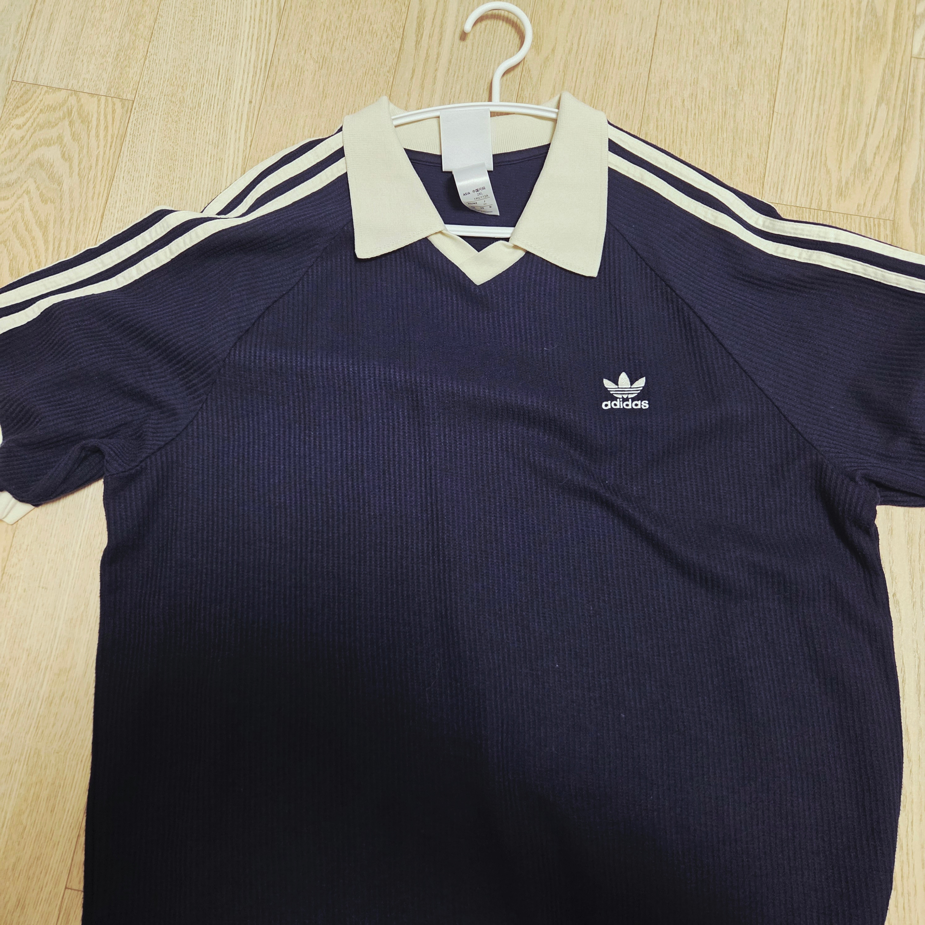 Adidas Waffle Short Sleeve Polo Shirt Navy - KR Sizing 착용 스타일