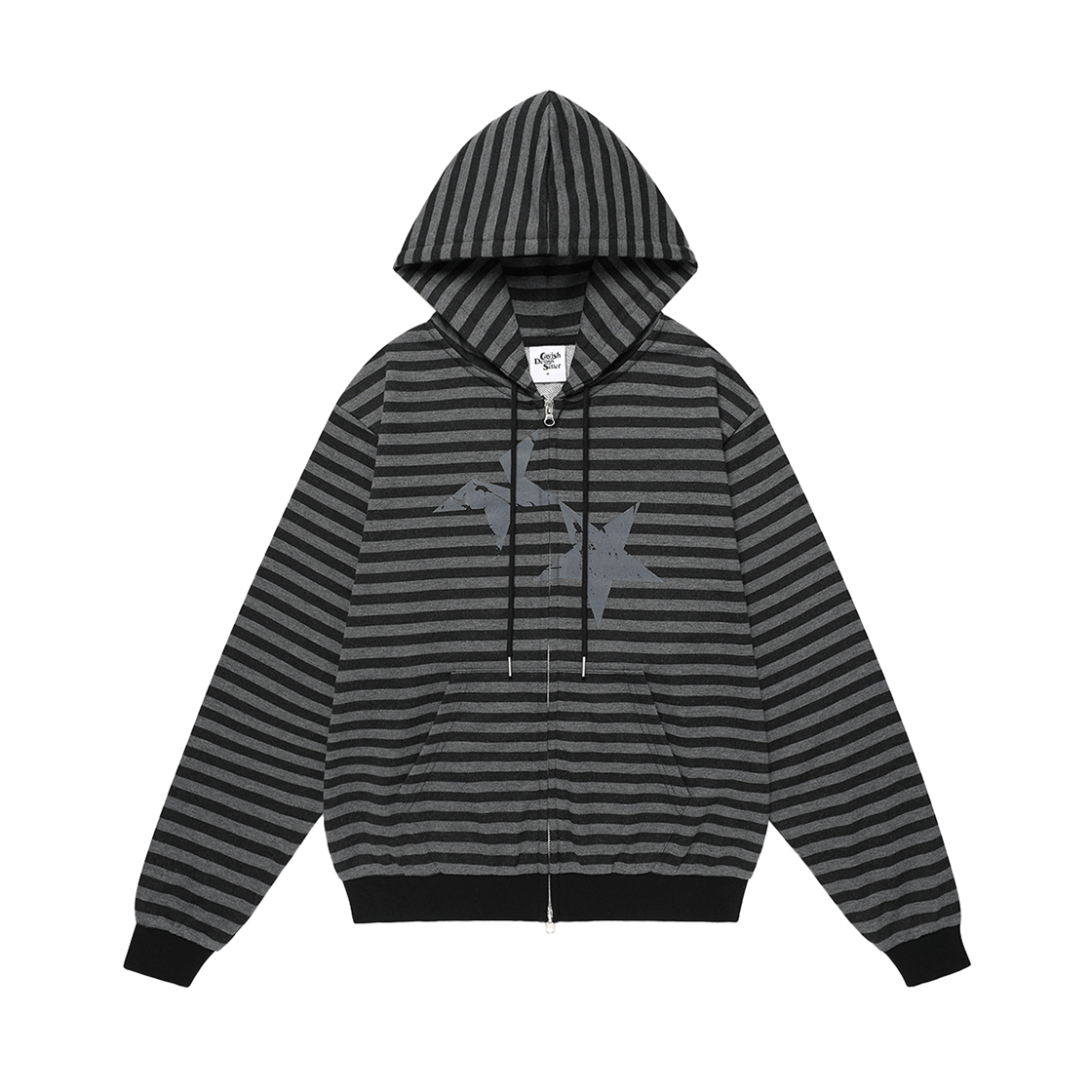 CV2FFUM499ABK CAVISH Striped Twin Star Zip Up Hoodie Black