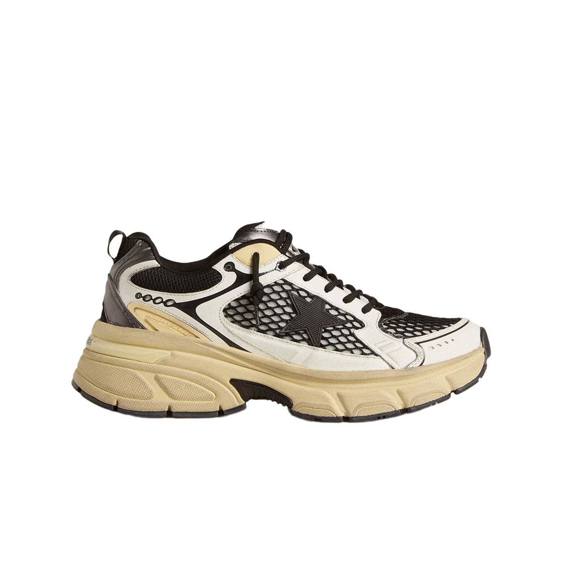 GMF00724-F007334-10546 Golden Goose TPU Star White Leather Black Mesh Lightstar