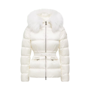 (W) Moncler Boed Hooded Shearing Trim Short Down Jacket White - 25FW