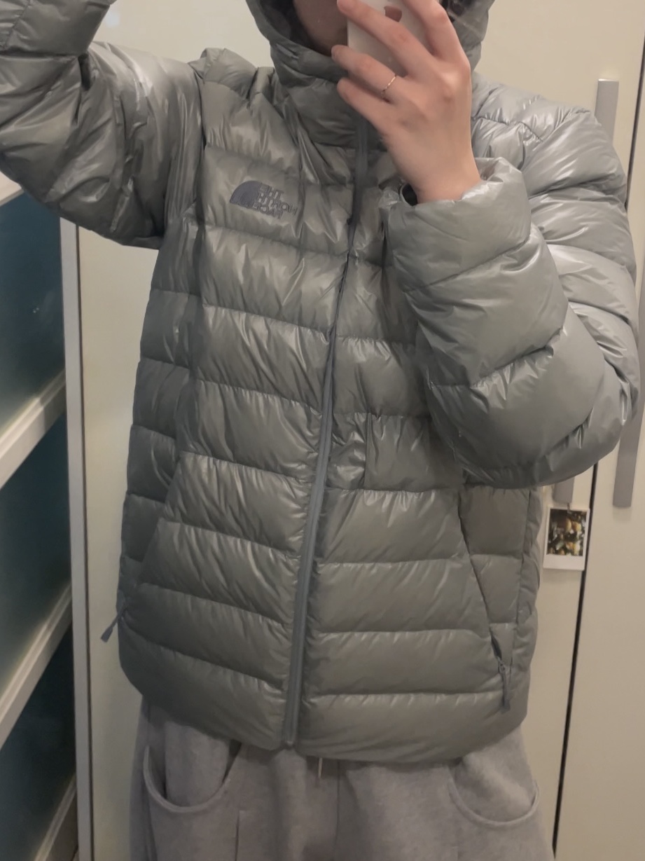 The North Face Matier EX RDS Down Hoodie Light Gray - 25FW 착용 스타일 - 2