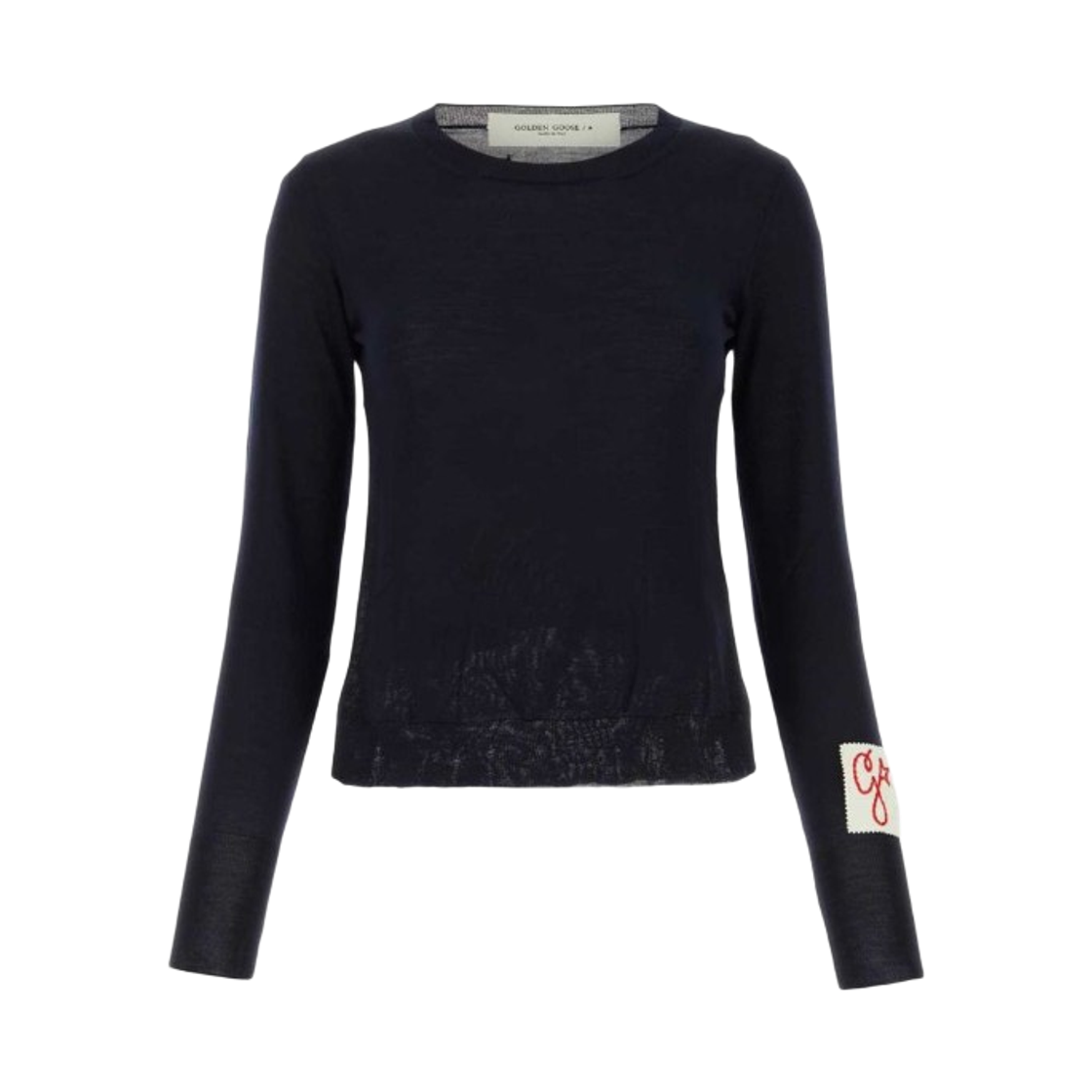 (W) 골든구스 울 라운드넥 스웨터 네이비 블루((W) Golden Goose Round Neck Sweater in Wool Navy Blue)