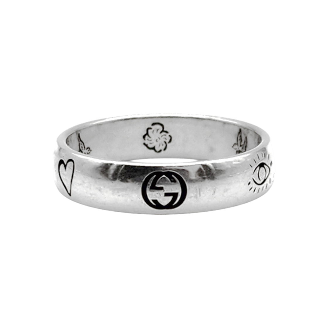 ITA2NPUOCAO4 Gucci Blind for Love Silver Ring (455249) L764094