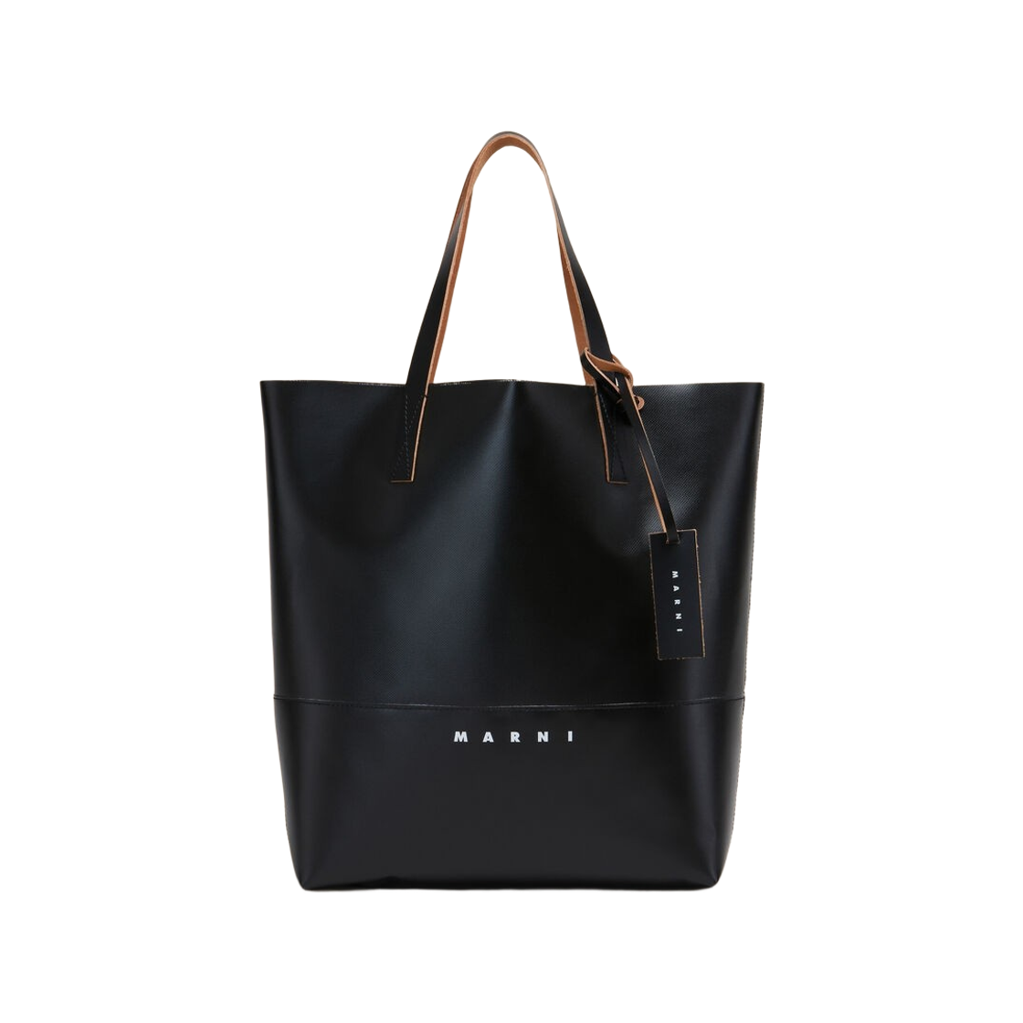 SHMQ0037A1-P5769-00N99 Marni Tag Detail Open Shopper Bag Black