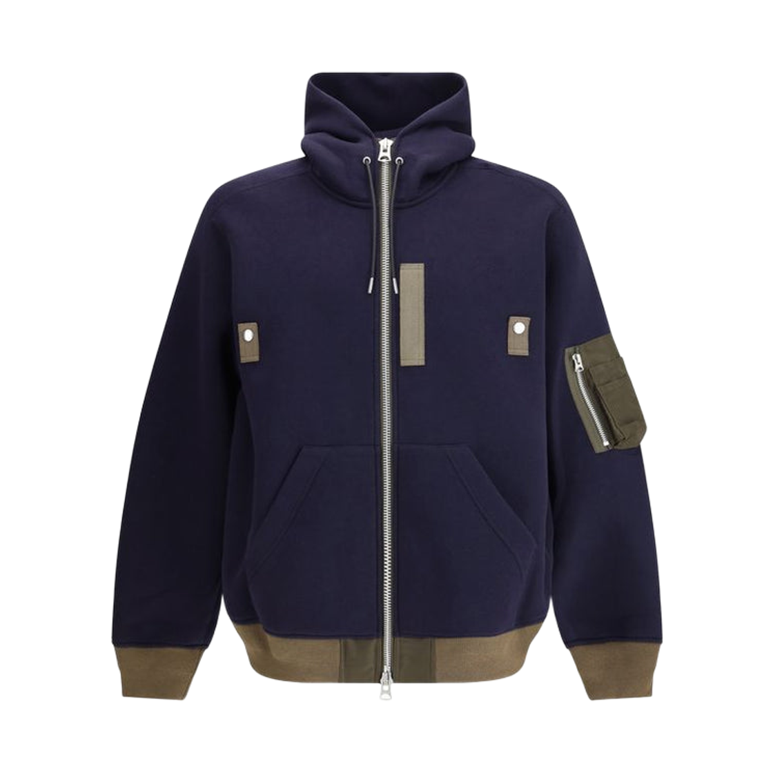 사카이 풀 집 후드 네이비 다크 카키(Sacai Full Zip Hoodie Navy Dark Khaki)