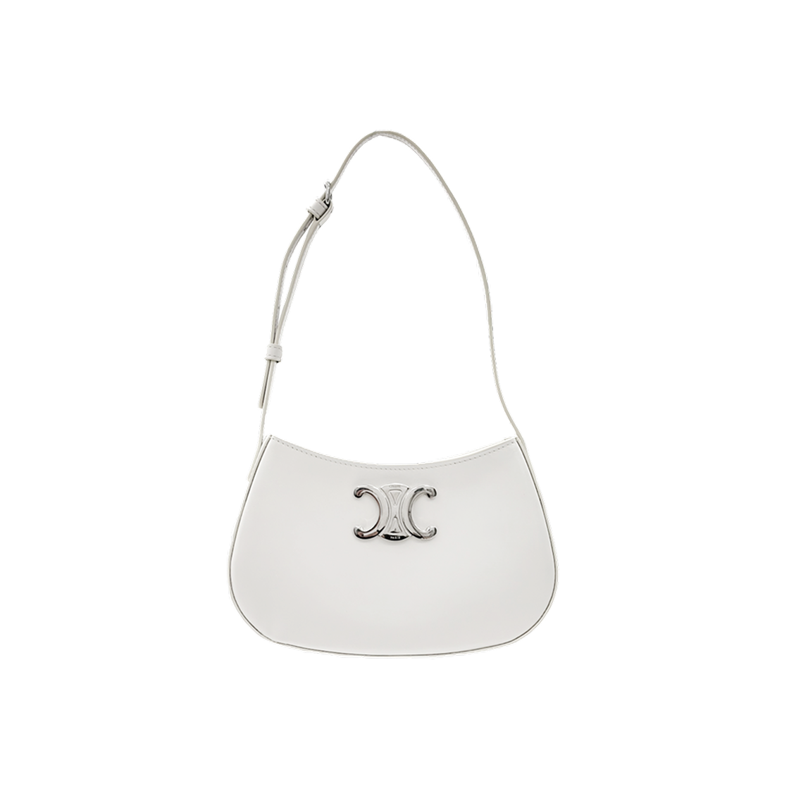 ITCSCERWIGLU Celine Women's Shiny Calfskin Tilly Hobo Shoulder Bag - White Medium