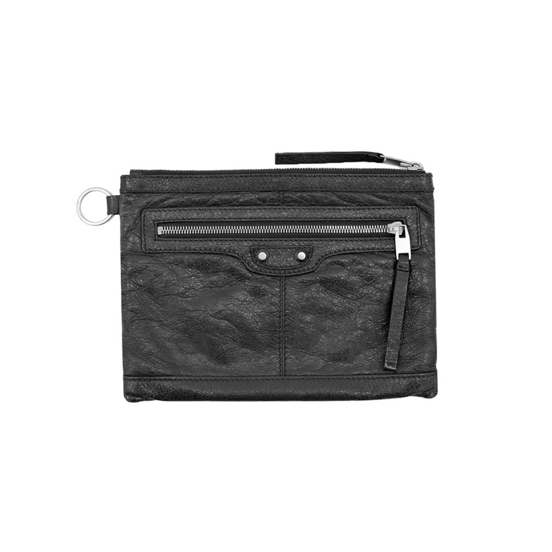 ITI6KAT77M73 Balenciaga Motor City Classic Clip Leather Clutch Pouch Small Black
