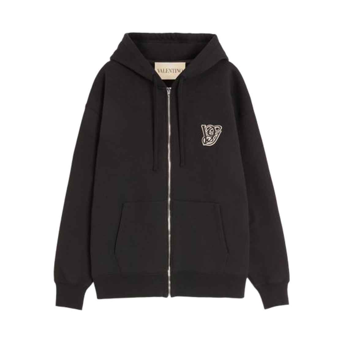 MF29PB360NO Valentino Cotton Hooded Sweatshirt with VG Patch Black