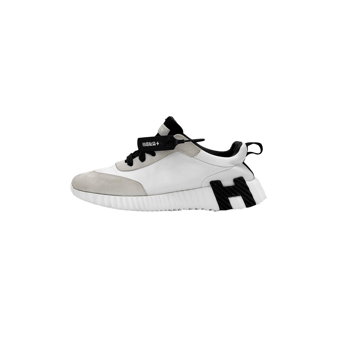 ITKGIFN52GAK Hermes Women's Bouncing Calfskin Suede Sneakers in Blanc Noir