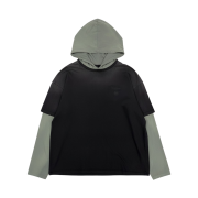 Undermycar Mu.131 Combi Brush Washed Layered Hoodie Black / Khaki