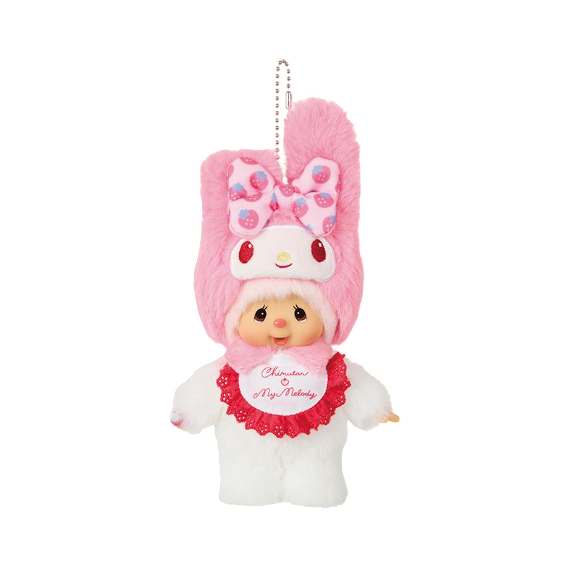 몬치치 x 산리오 캐릭터즈 마이 멜로디 치무탄 키체인(Monchhichi x Sanrio Characters My Melody Chimutan Keychain)