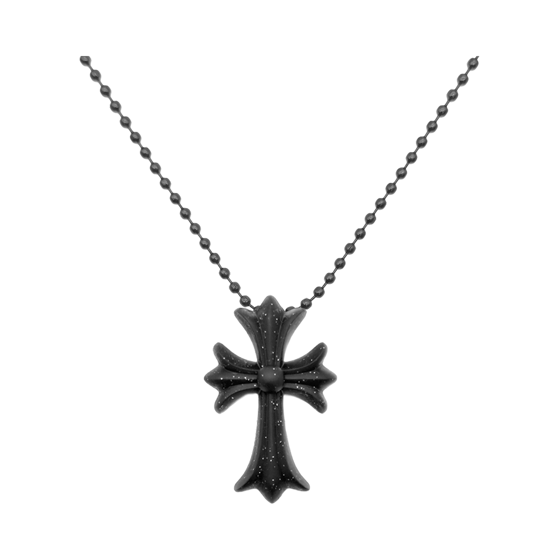 크롬하츠 실리크롬 CH 크로스 펜던트 블랙 글리터 2025(Chrome Hearts Silichrome CH Cross Pendant Black Glitter 2025)