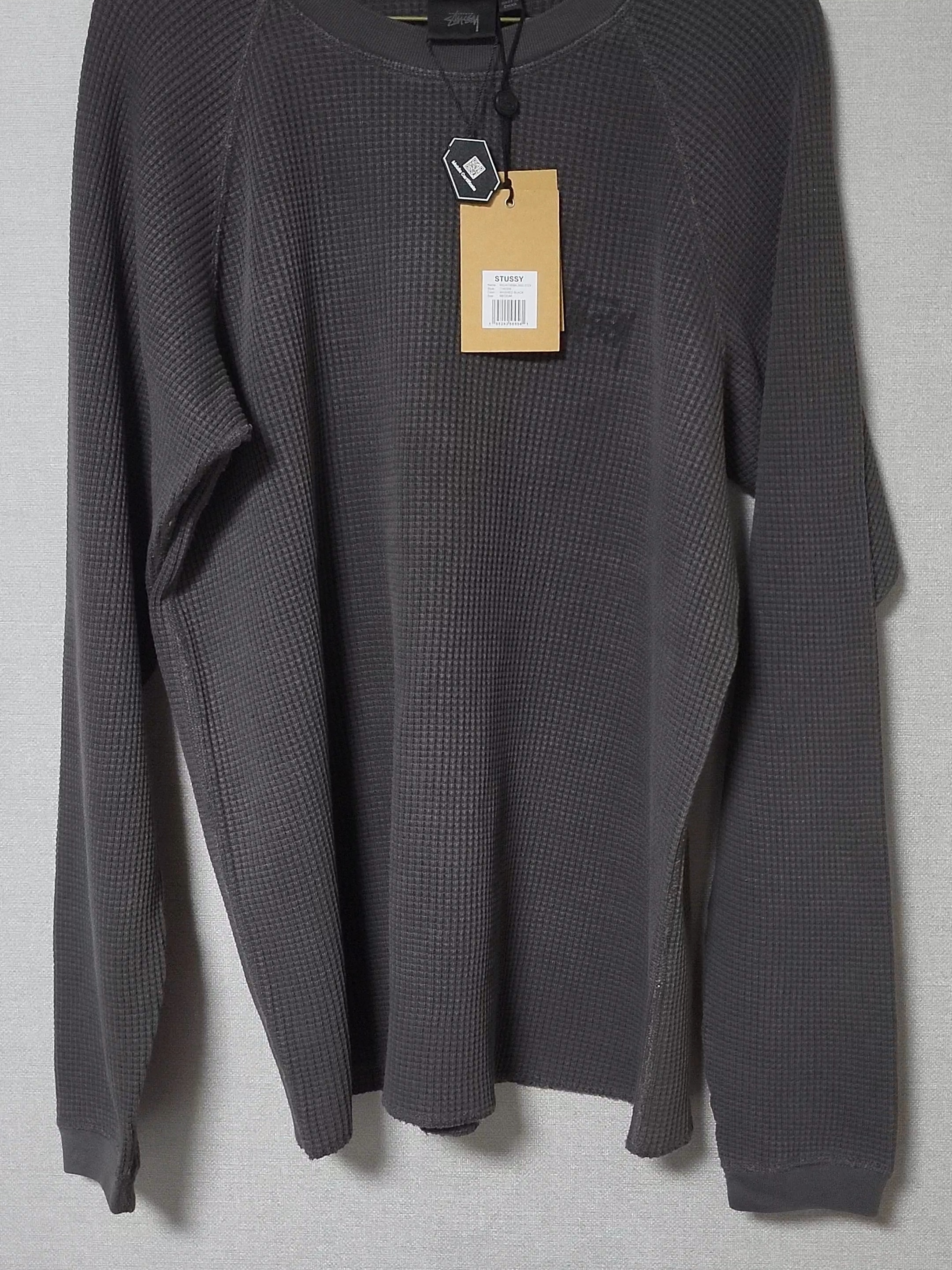 Stussy Raglan Thermal LS Crew Washed Black 착용 스타일