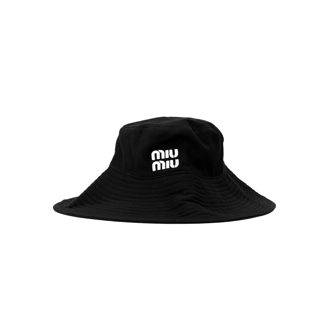 ITLJQTLGEGNV Miu Miu Logo Embroidered Cotton Denim Bucket Hat - Black/White