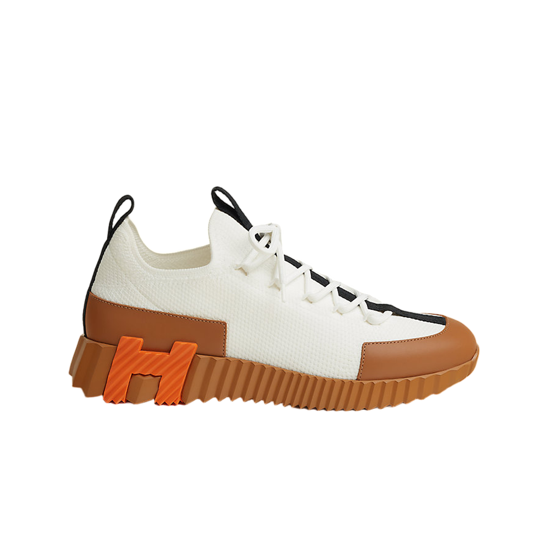 (W) 에르메스 리프트 슬립온 스니커즈 니트 카프스킨 & 블랑 나뛰렐((W) Hermes Lift Slip-On Sneakers Knit Calfskin & Blanc Naturel) - 1