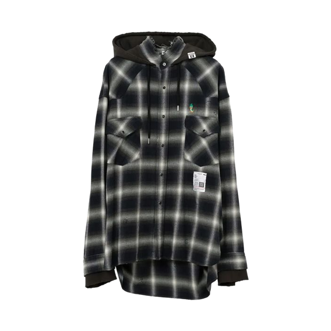 J14SH183 Maison Mihara Yasuhiro Check Hoodie Shirt Gray