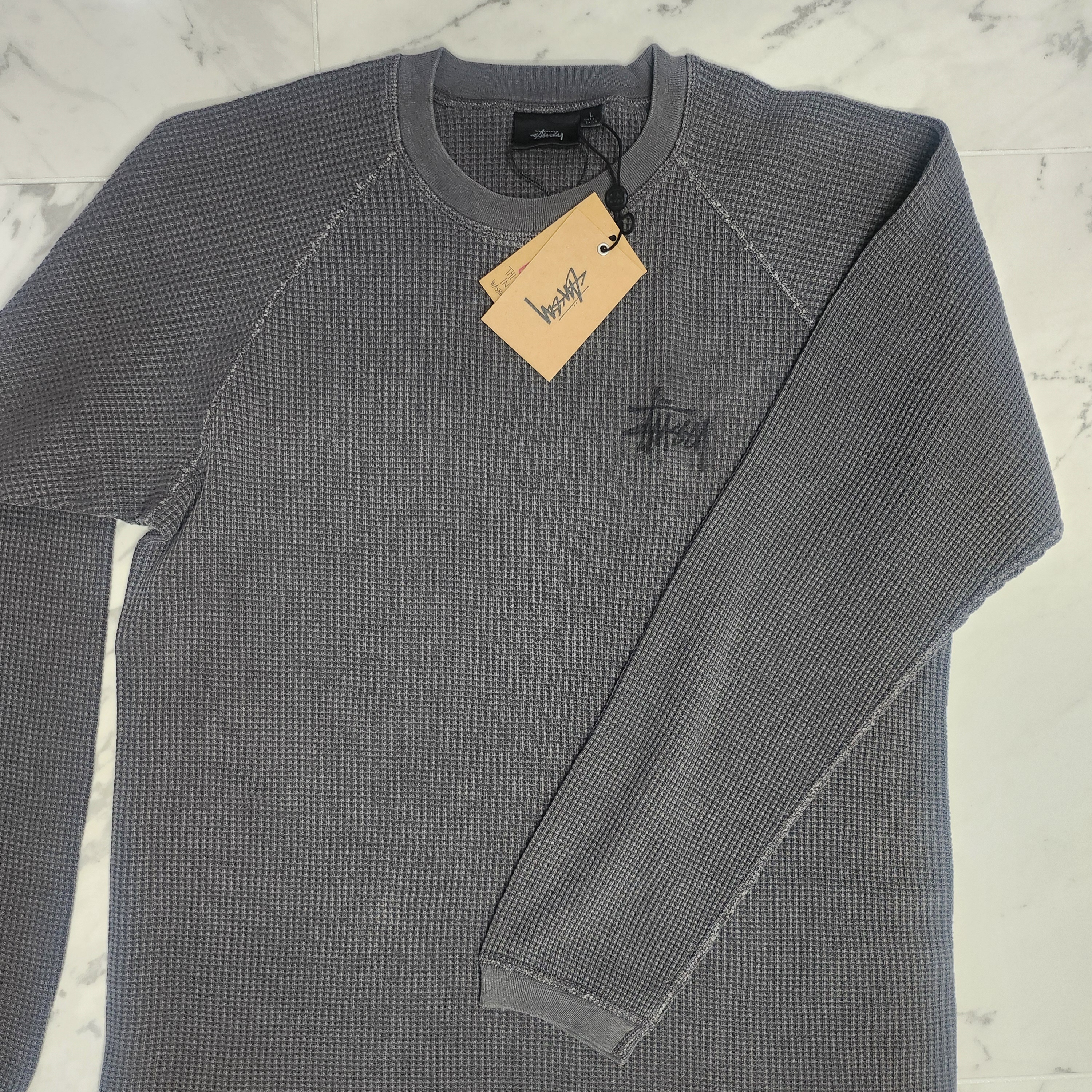 Stussy Raglan Thermal LS Crew Washed Black 착용 스타일