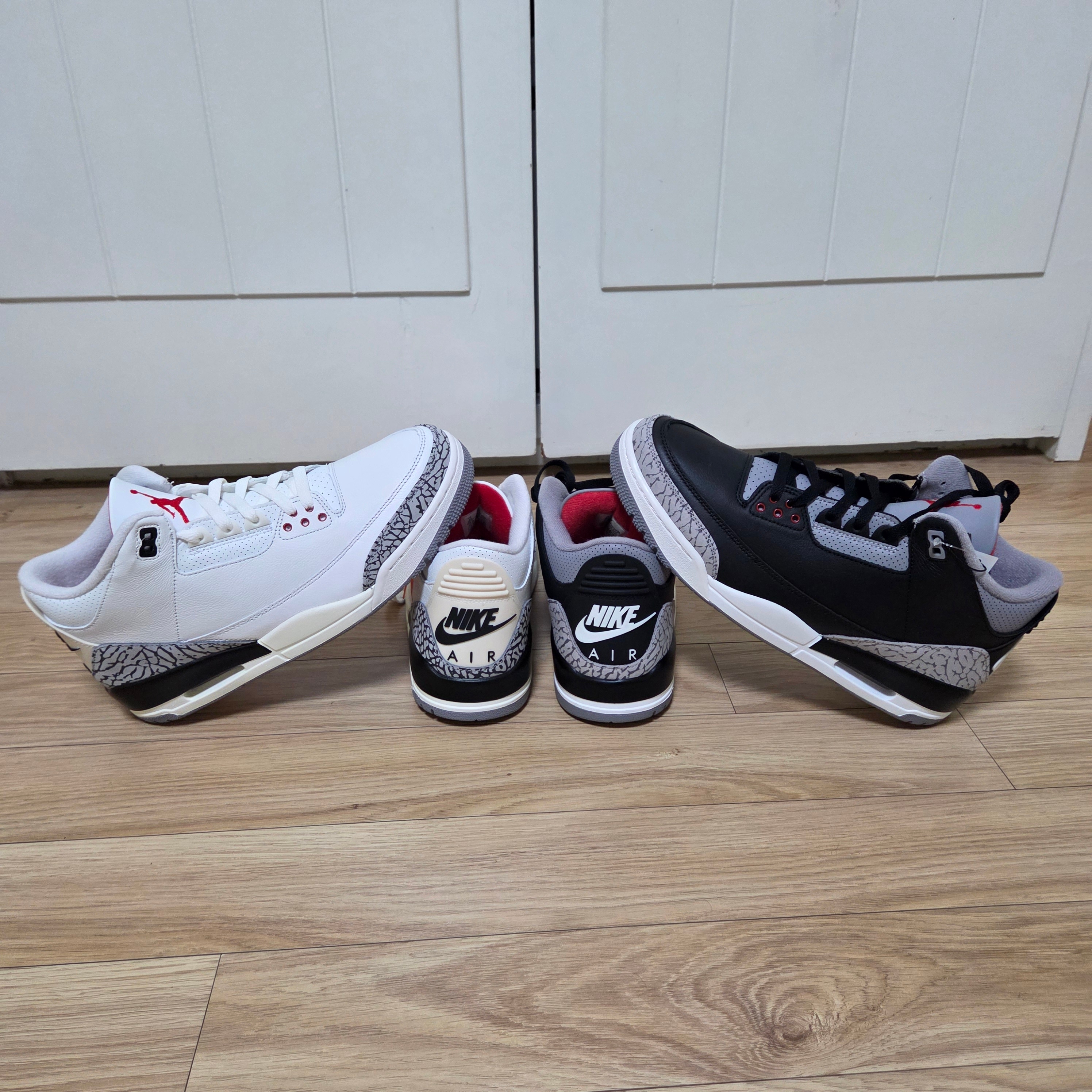 Jordan 3 Retro White Cement Reimagined, Jordan 3 Retro Black Cement 2024 착용 스타일 - 1