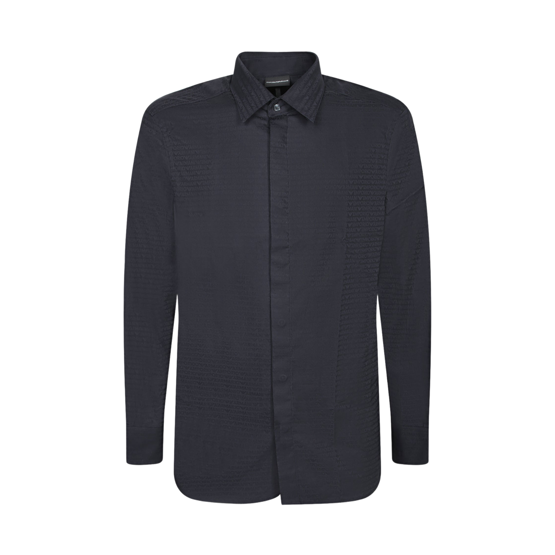 EM003755AF18123FB319 Emporio Armani All-Over Jacquard Logo Cotton Shirt Blue