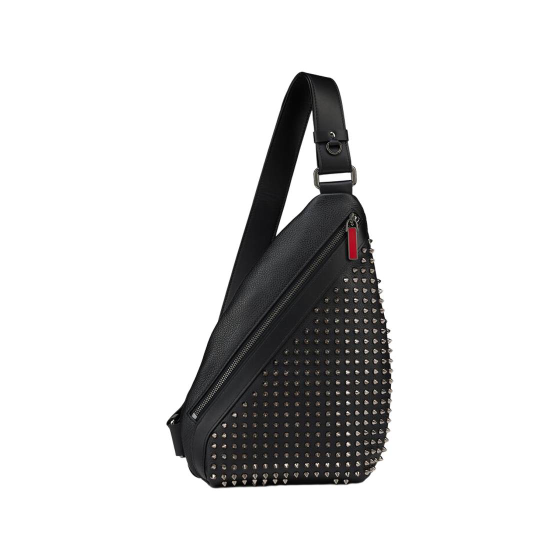1255046B078 Christian Louboutin Funky Calf Leather Spikes Crossbody Bag Black