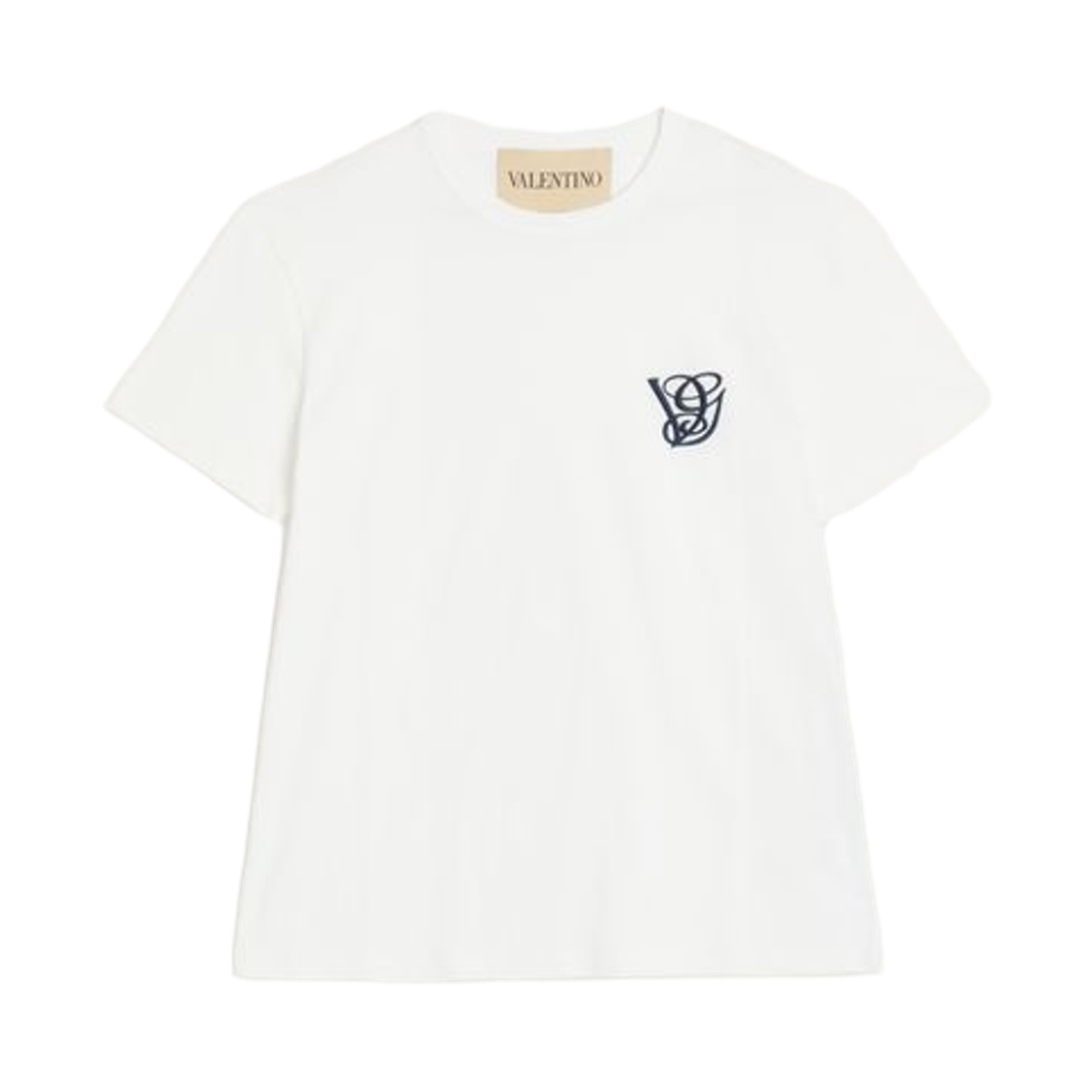 MG10VB2WA03 Valentino Cotton T-Shirt with VG Patch Ivory