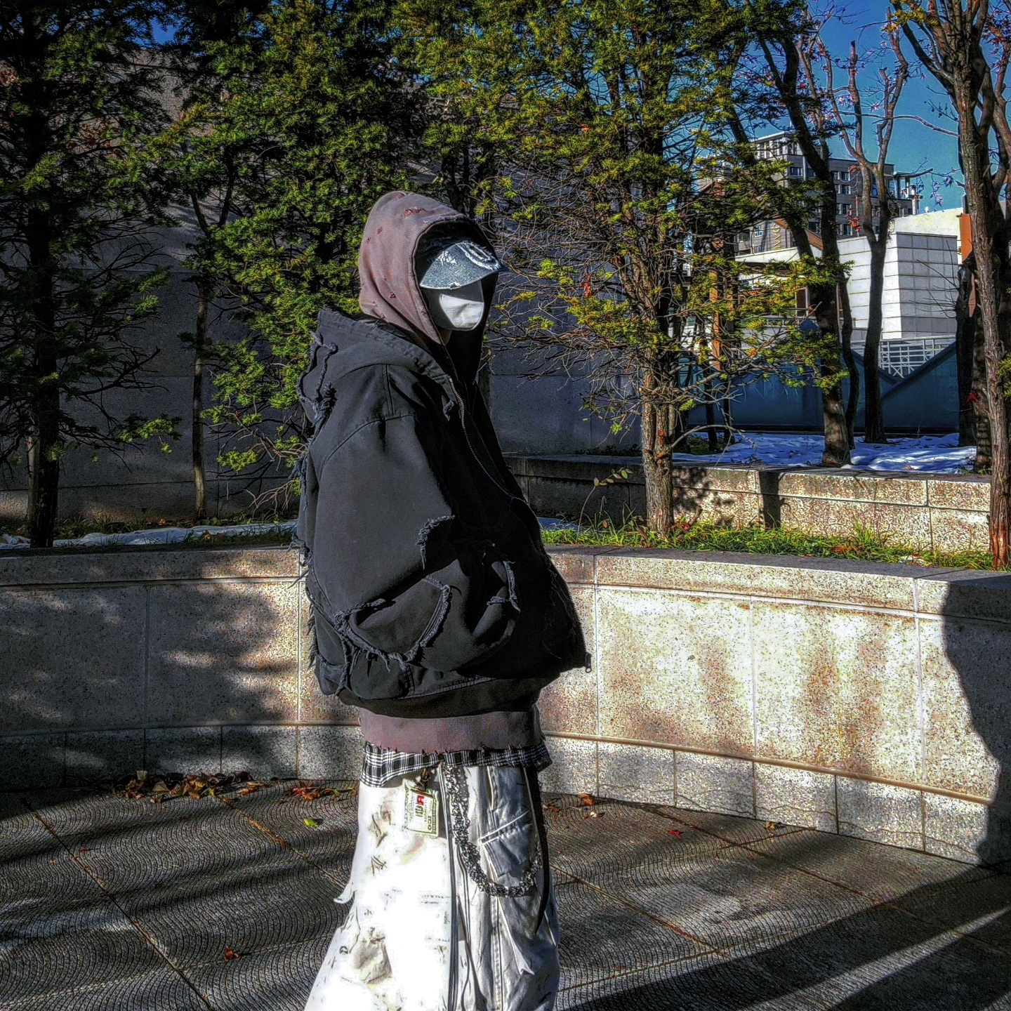 Undermycar Otter Oversized Damage-Washed Hood Zip-Up Dust - 23SS 착용 스타일