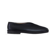 Lemaire Flat Piped Slippers Black Dark Chocolate