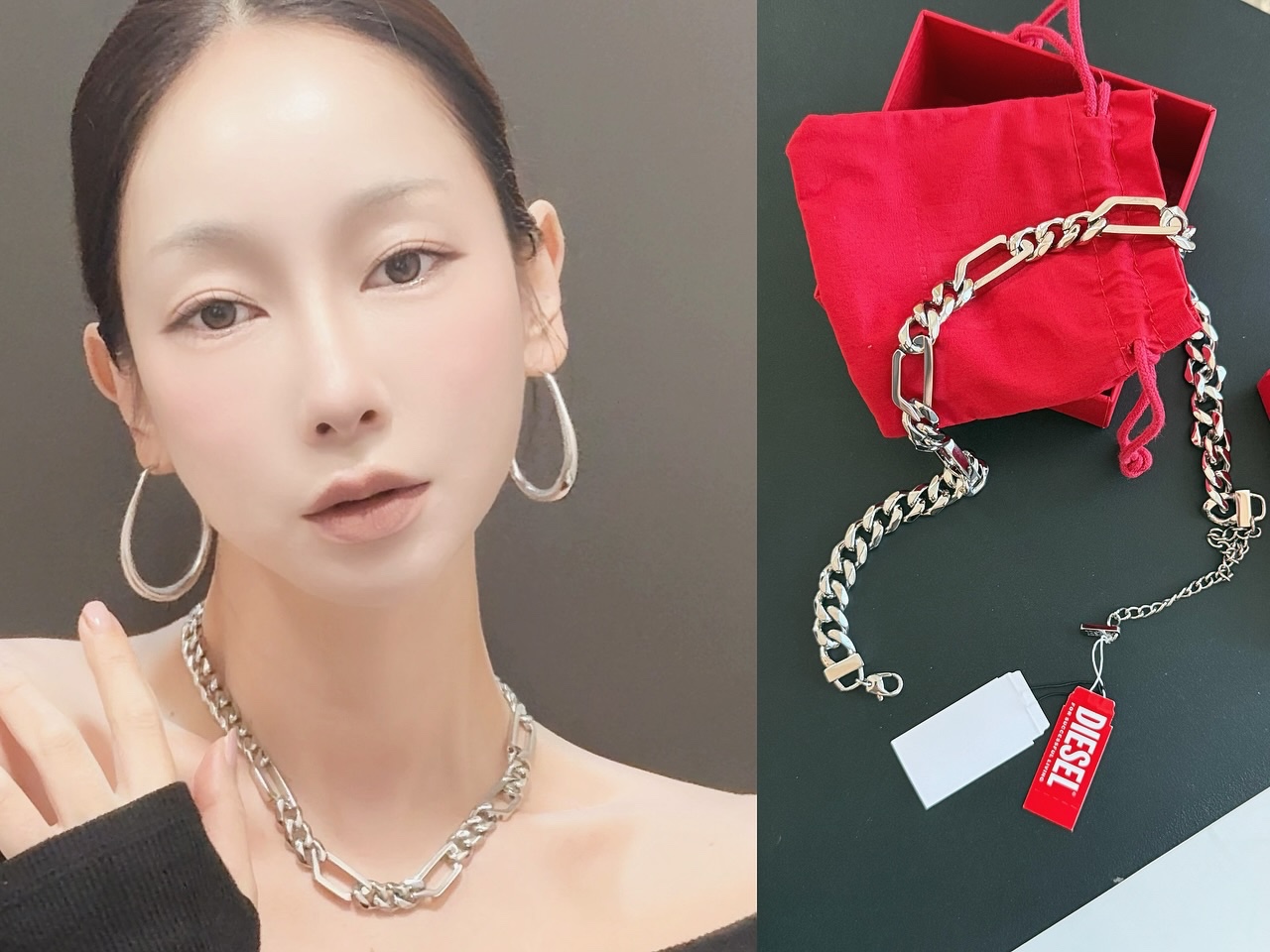Diesel Dx1626040 Stainless Steel Chain Necklace Silver 착용 스타일