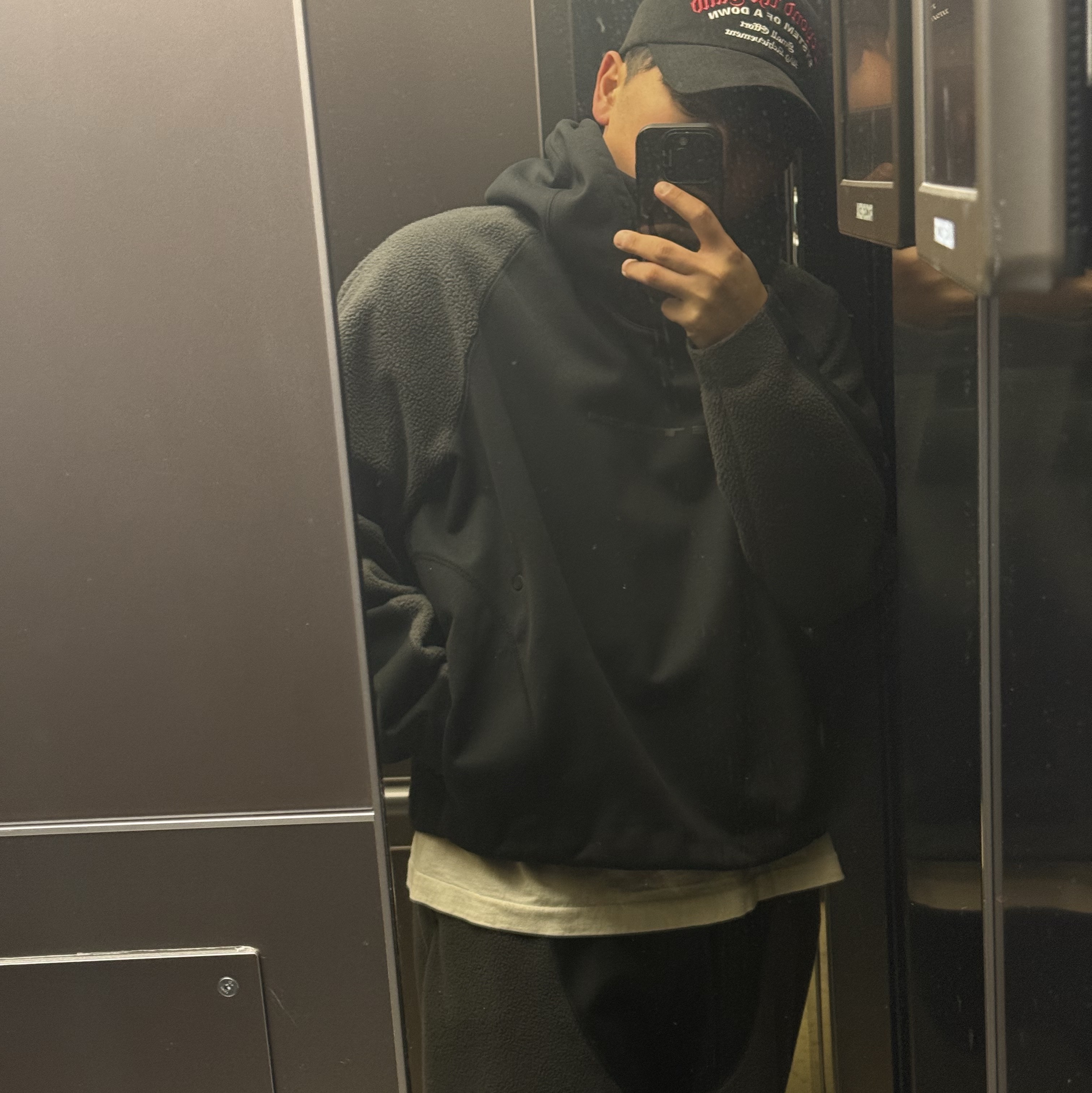 Nike Tech Boreas Oversized Hoodie Black Anthracite - Asia, Nike Tech Boreas Knit Open Hem Pants Black Anthracite - Asia 착용 스타일
