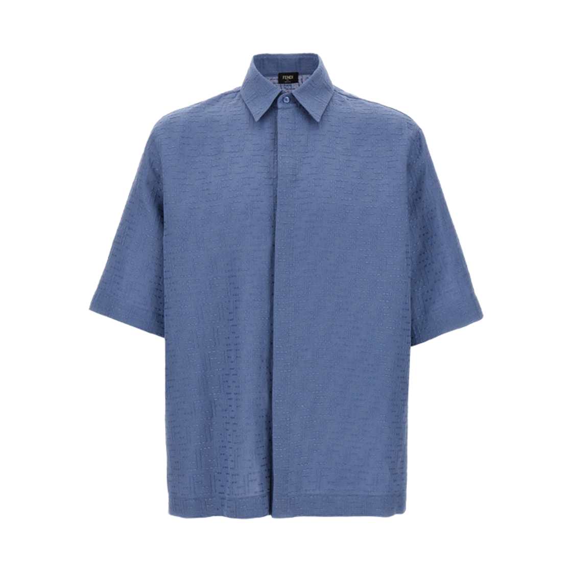 FS1317AU6YF0U6K Fendi Linen FF Jacquard Shirt Light Blue