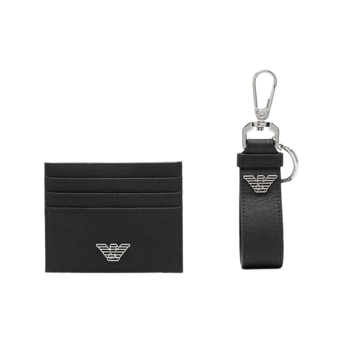 Y4R606Y138E81072 Emporio Armani ASV Gift Box with Regenerated Saffiano Leather Wallet and Card Holder with Eagle Plat Black